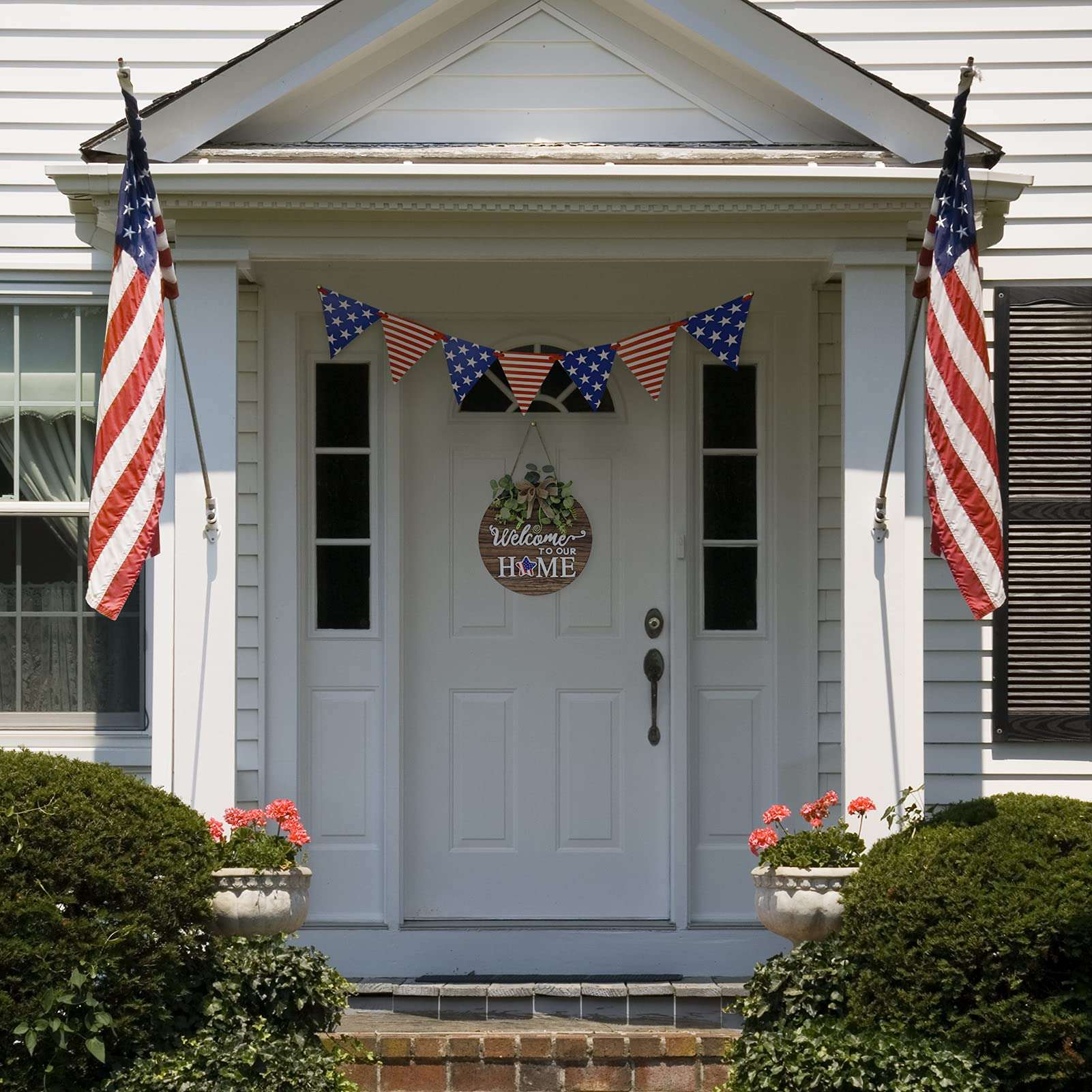 Interchangeable Seasonal Welcome Sign Front Door Decoration, Rustic Round Wood Wreaths Wall Hanging Outdoor, Farmhouse, Porch, for Spring Summer Fall All Seasons Holiday Halloween Christmas. - Image 7