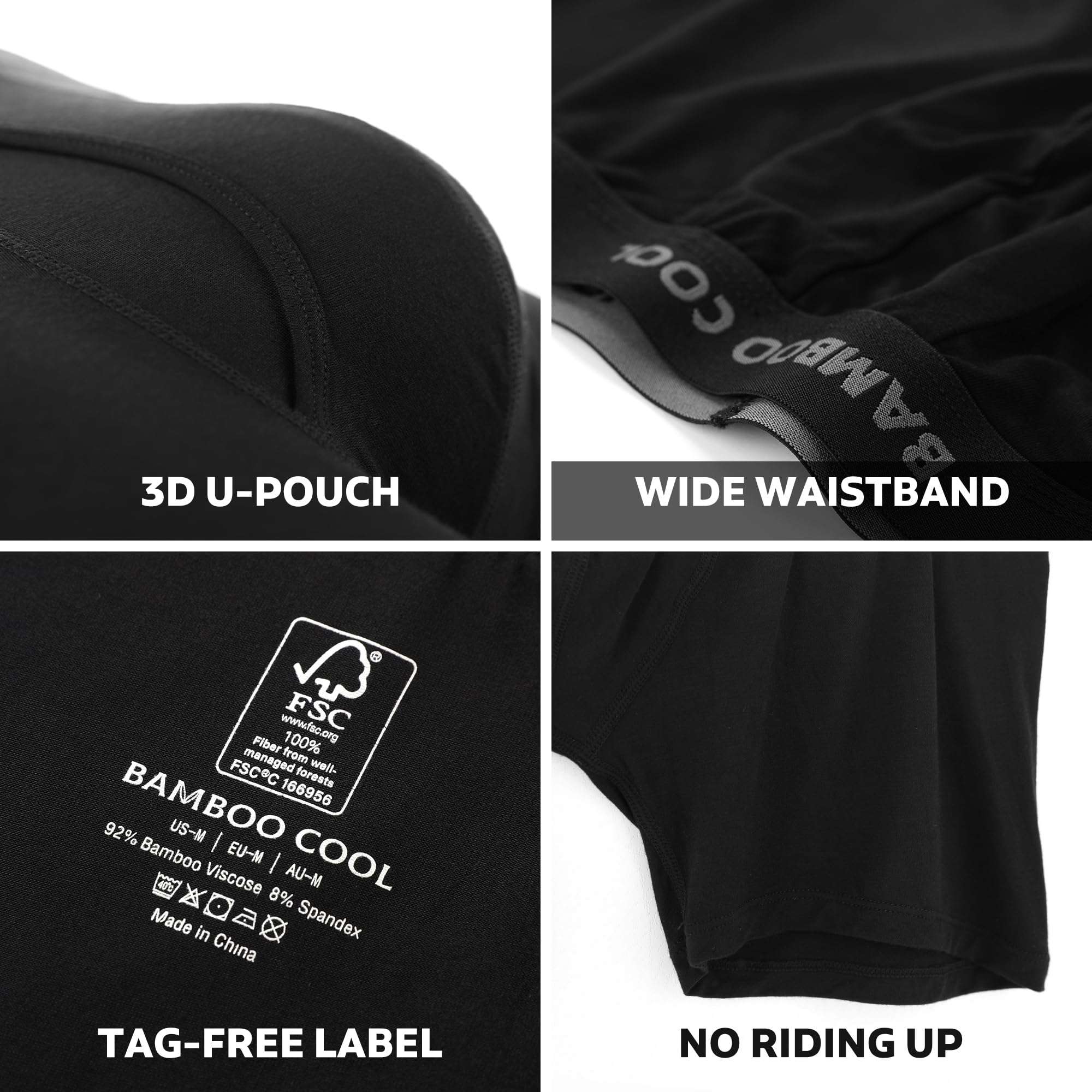 BAMBOO COOL Men's Ultra Breathable Underwear,No Riding Up Boxer Briefs with ComfortFlexible Waistband,Multipack - Image 3
