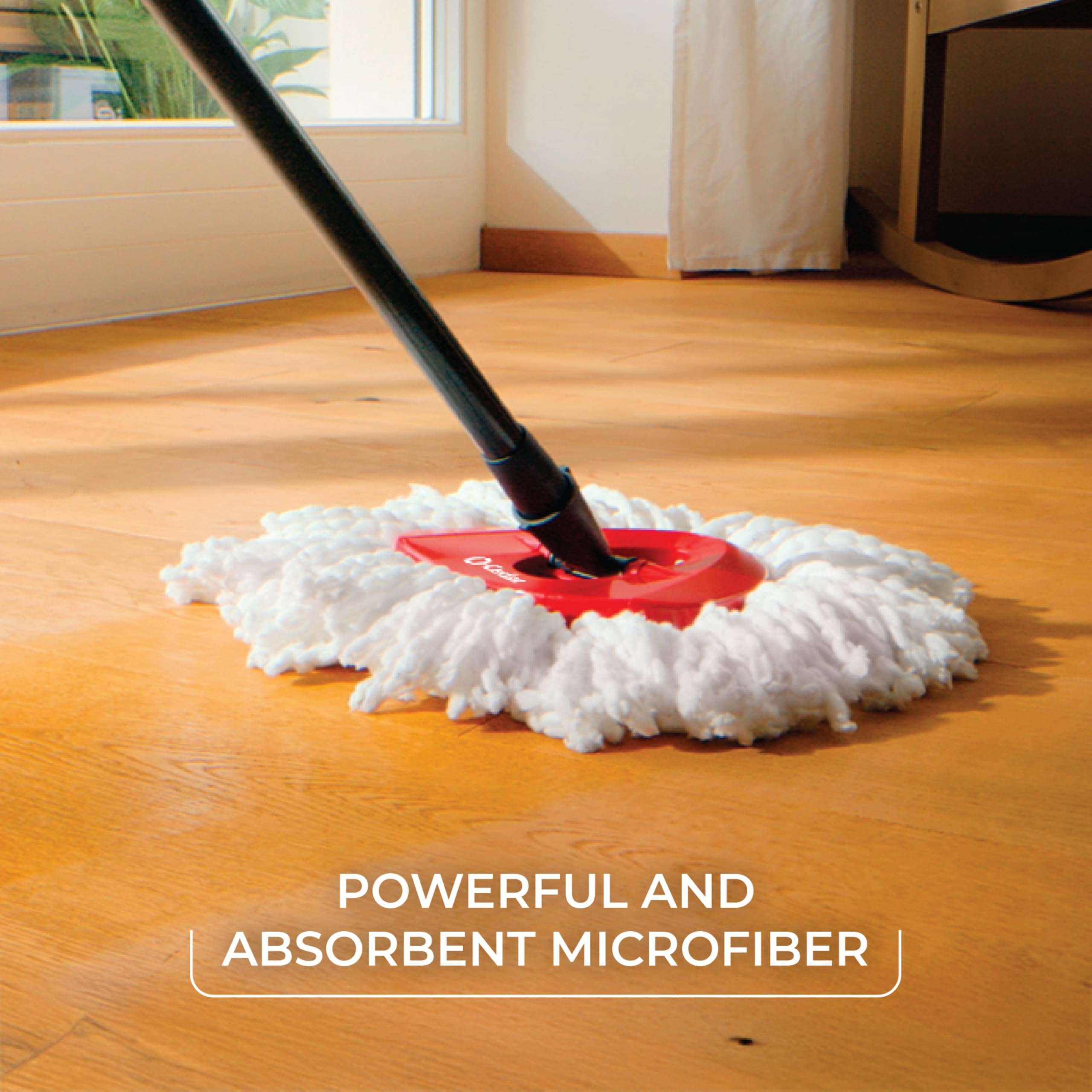 O-Cedar Easywring Microfiber Spin Mop & Bucket Floor Cleaning System with 4 Extra Refills - Image 8