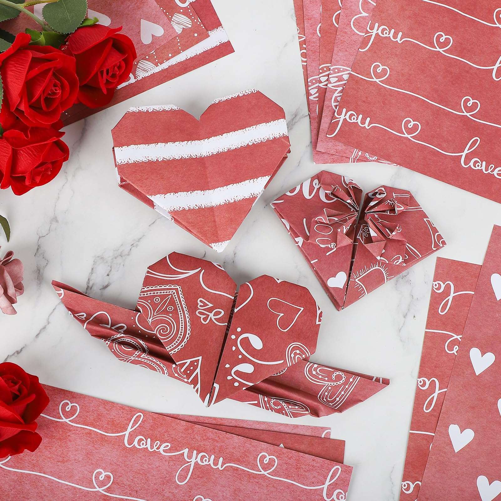 Valentines Pattern Paper Double Sided Valentine Decorative Scrapbook Craft Paper,Love Heart Red Black Cardstock for Valentines Craft Supplies Card Making Scrapbook(12 Design,24 Sheet,11 x 11 Inch) - Image 2