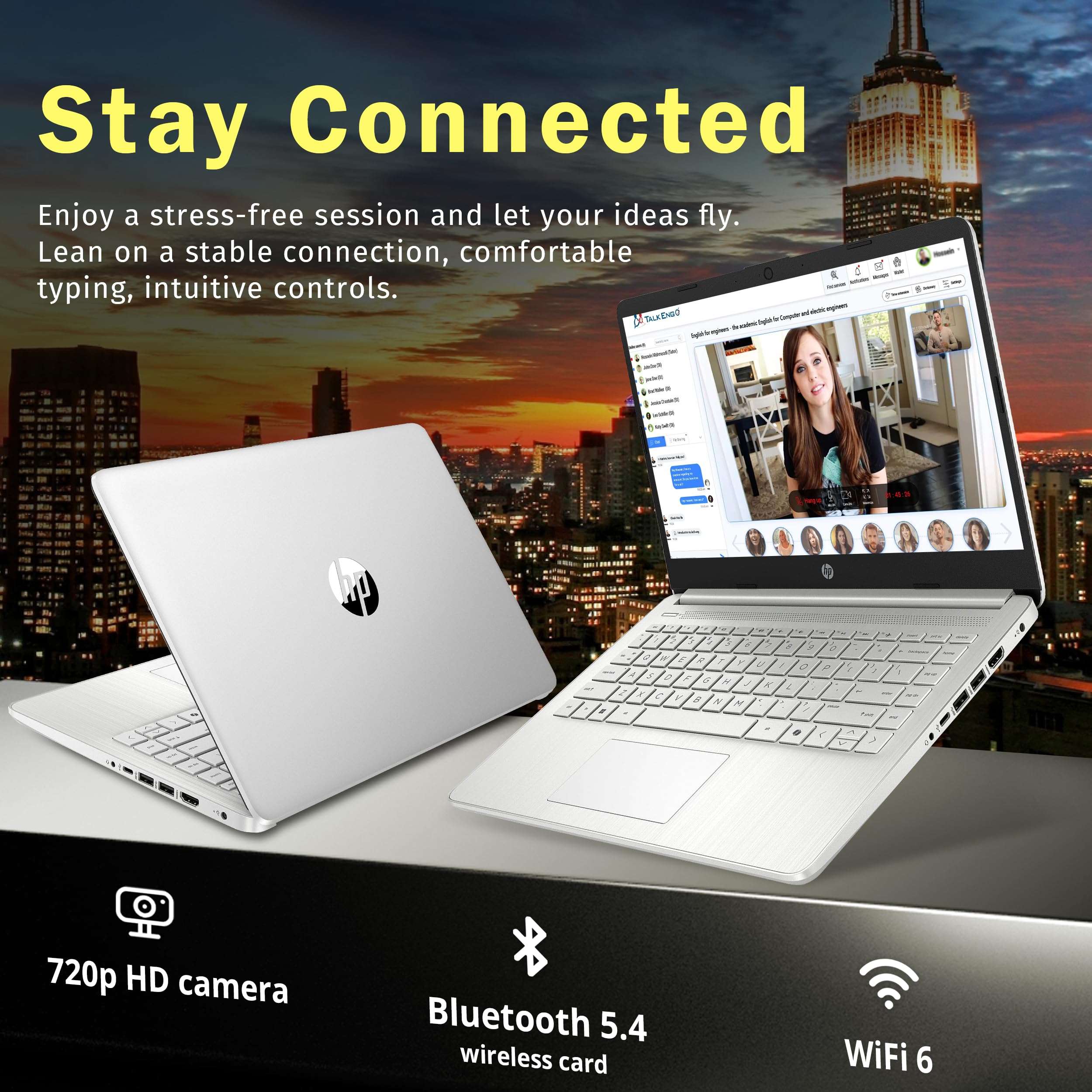 HP Stream 14" HD BrightView Laptop, Intel Celeron N150, 16GB RAM, 288GB Storage (128GB eMMC + 160GB Docking Station Set), Intel UHD Graphics, 720p Webcam, Wi-Fi, 1 Year Office 365, Win 11 S, Silver - Image 4