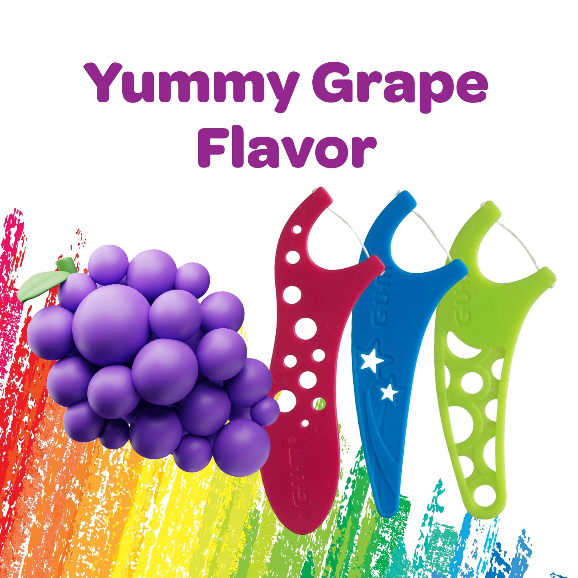 GUM Crayola Kids Flossers with Fluoride - Designed for Little Hands - Fun Grape Flavor - Easy to Use Kids Floss Picks for Children Ages 3+, 75 Count (Pack of 6) - Image 6