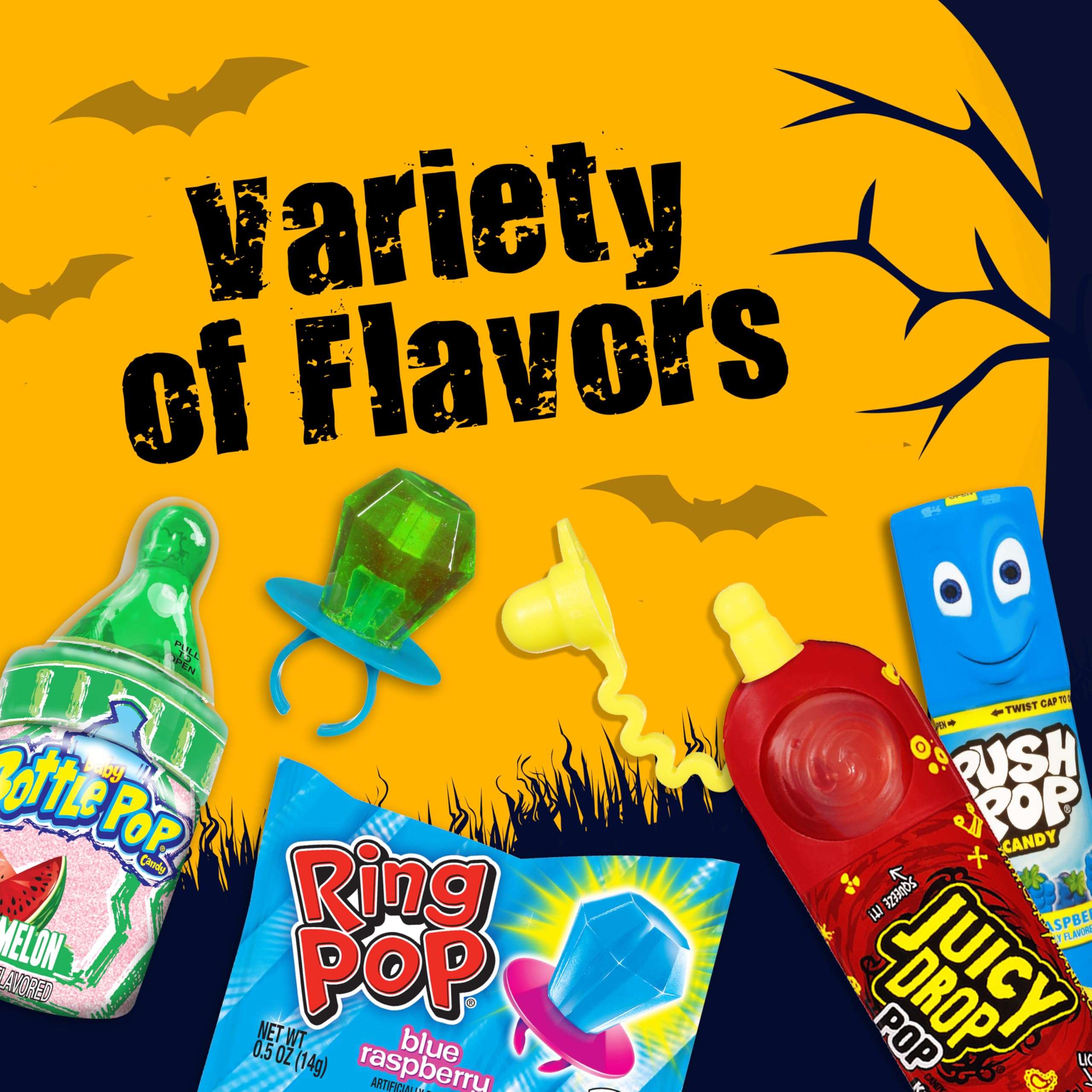 Candy Variety Pack, 18 Count Assorted Lollipops, Bulk Individually Wrapped Ring Pop, Push Pop, Baby Bottle Pop & Juicy Drop, Ideal for Birthdays, Party Favors for Kids & Hard Candy Gifts - Image 4