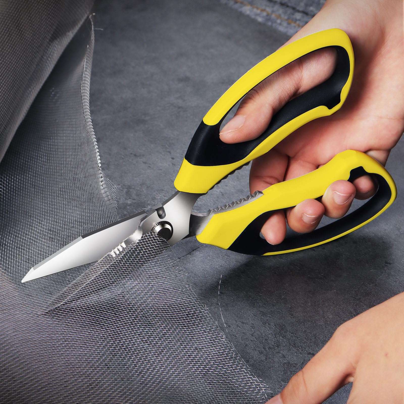 BoFuYuan Utility Scissors Heavy Duty: sharp Scissors All Purpose heavy duty, Easy Cutting Carpet, Cardboard, Wires, Leather, Fabric（8'' Yellow） - Image 6