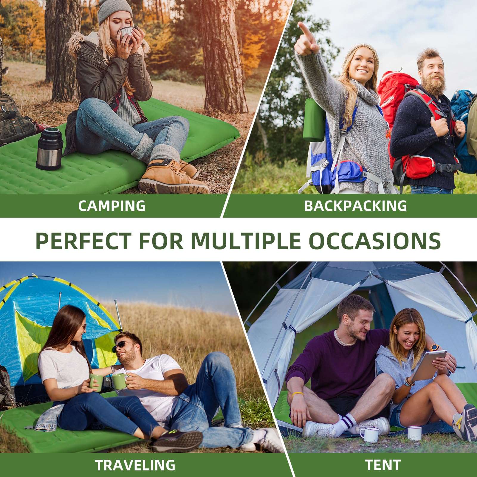 FNARMW Double Sleeping Pad Camping, Self Inflating 6'' Extra-Thick 2 Person Pillow Built-in Foot Pump Waterproof Inflatable Sleeping Mat Backpacking, Tent, Hiking, Portable Camping Pad - Image 6