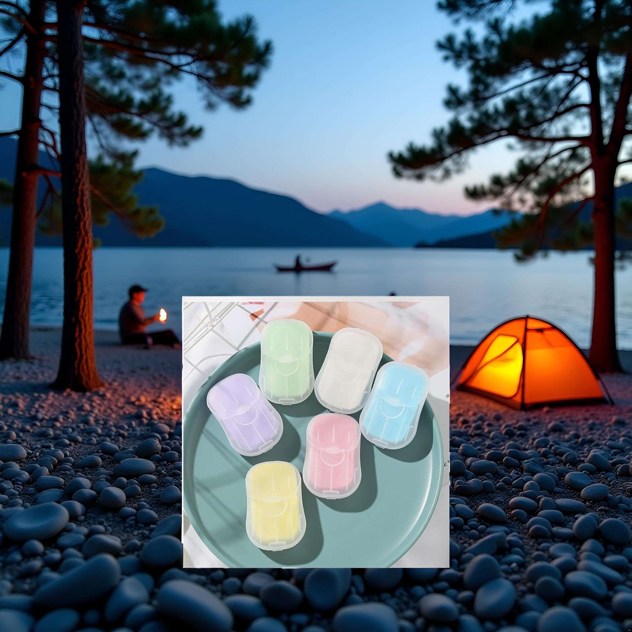 50Pcs Blue Portable Soap Sheets,Water Soluble Hand Washing Bath Scented Paper Camping Soap and Shampoo for Outdoor,Camping Hiking Mini Portable Travel Paper Sheets Disposable Personal Care - Image 6