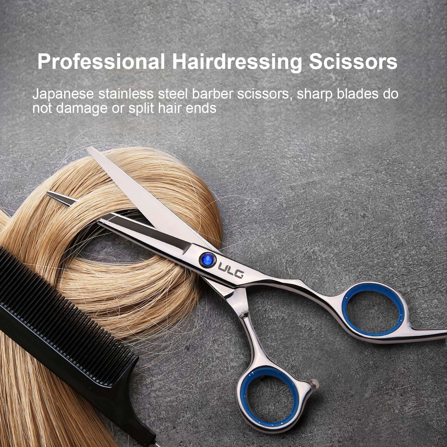 Hair Cutting Scissors, ULG Professional Hair Scissors 6.5 inch Right-Hand Razor Edge Barber Shears Salon Hair Cutting Shears Made of Japanese Stainless Steel, Hand Sharpened Blue - Image 6
