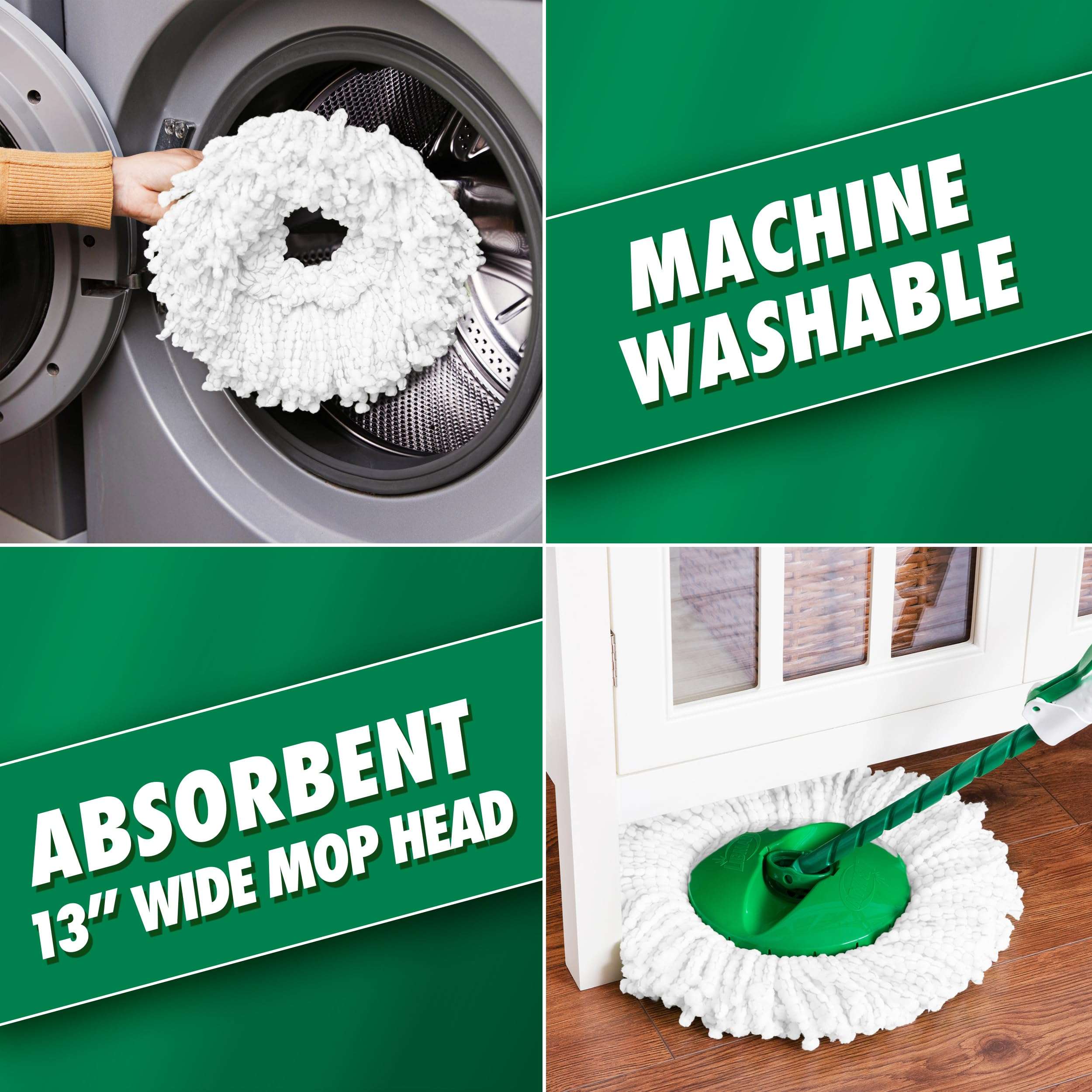 Libman Tornado Spin Mop System with 3 Refill Heads, Microfiber Spinning Mop and Bucket with Wringer Set for Home, Floor Cleaning of Hard-Wood, Laminate, Tile, All Surface Cleaner, 4 Total Mop Heads - Image 9