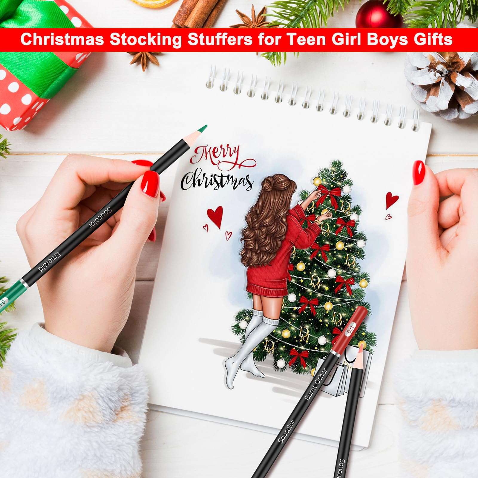 Soucolor 72-Color Colored Pencils for Adult Coloring Books, Christmas Stocking Stuffers for Teen Girl Boys Gifts, Soft Core Color Pencil Set for Kids Art Supplies, Coloring Drawing Sketching Pencils - Image 6