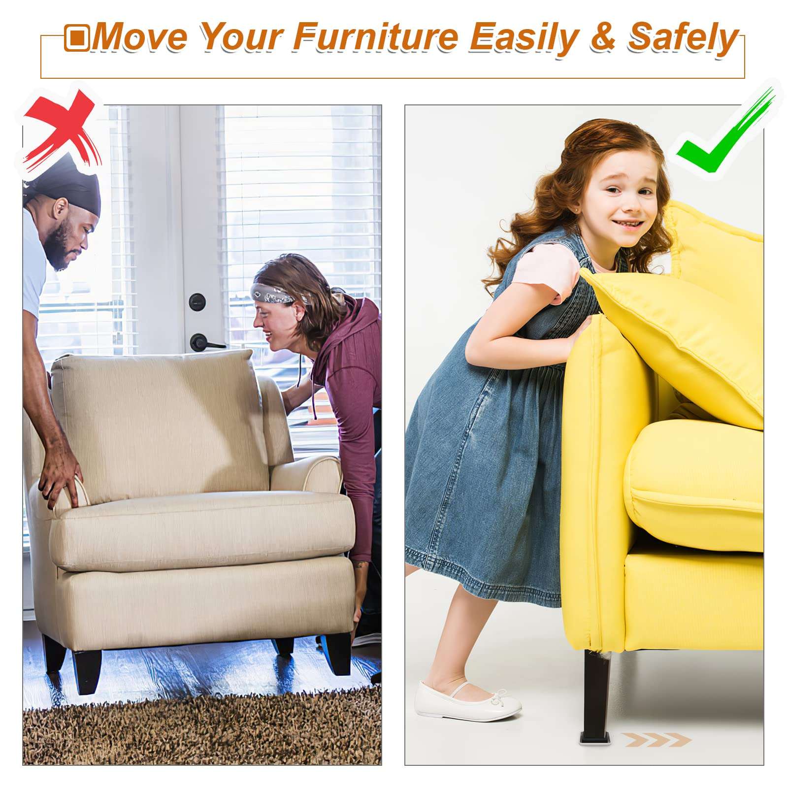 1-1/4" Furniture Sliders for Carpet & Hardwood Floors, 24PCS Furniture Pads for Quickly and Easily Move Any Item and Protect The Floor - Image 4