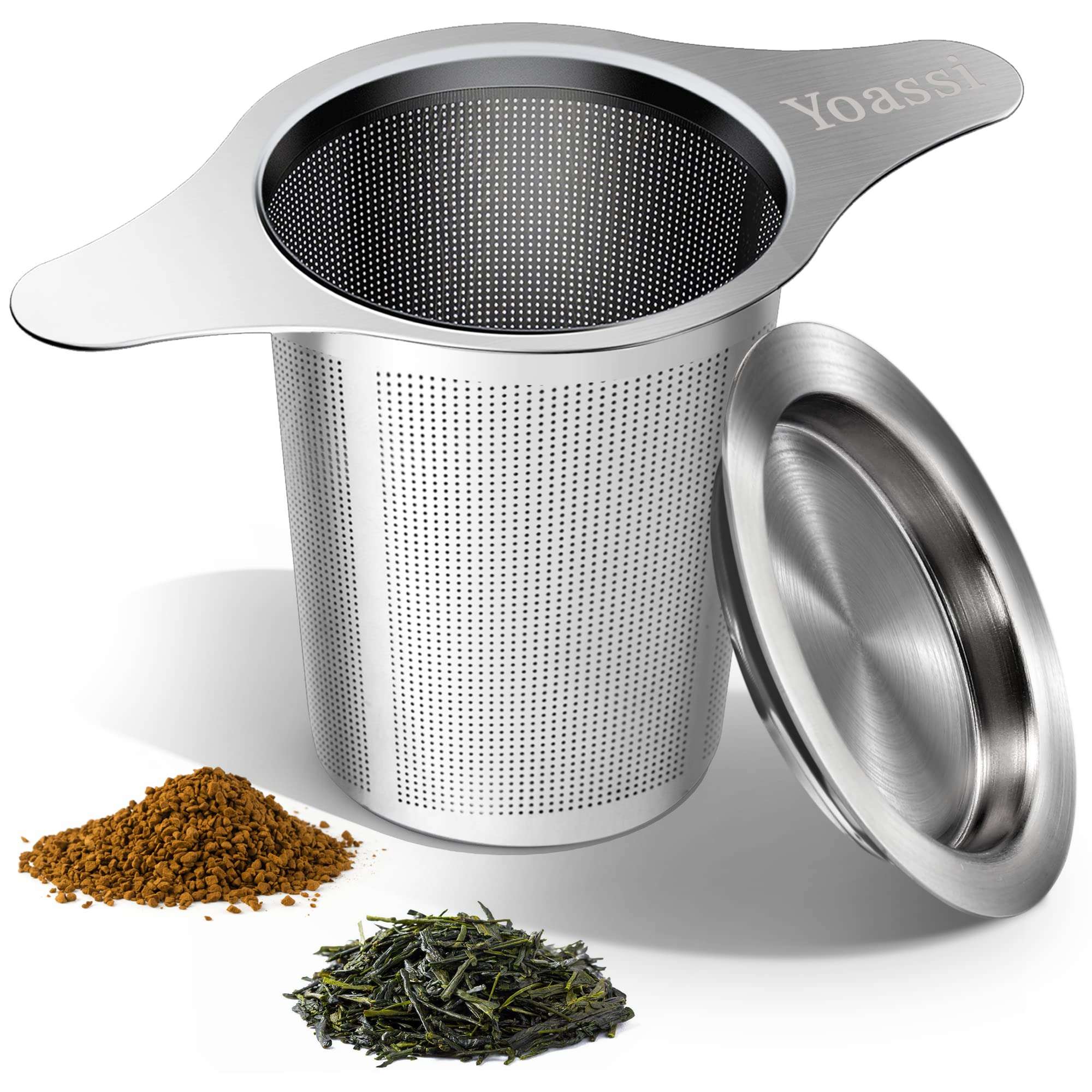 Extra Fine 18/8 Stainless Steel Tea Infuser Mesh Strainer with Large Capacity & Perfect Size Double Handles for Hanging on Teapots, Mugs, Cups to Steep Loose Leaf Tea and Coffee - Image 1