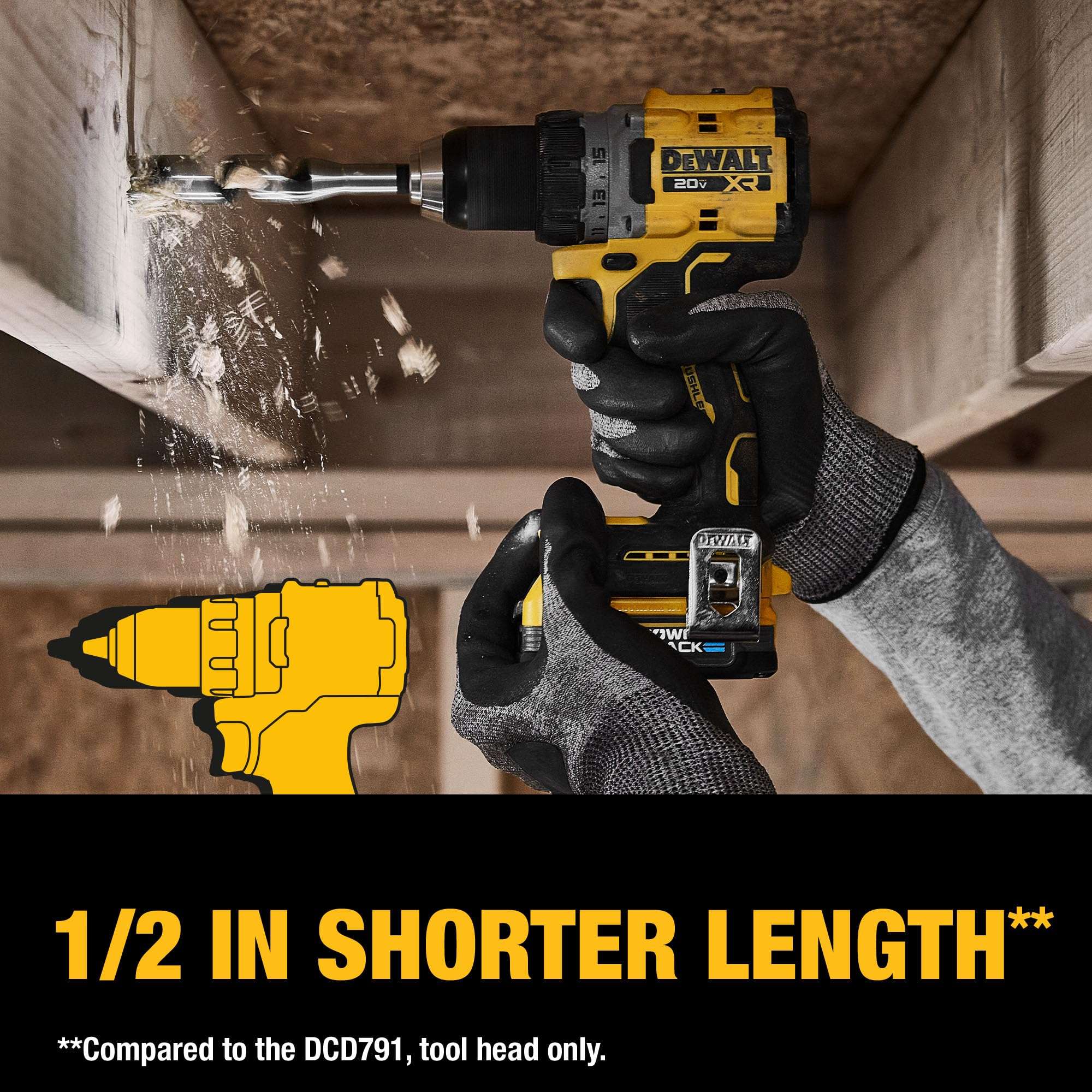 DEWALT 20V MAX XR Cordless Drill/Driver Kit, Brushless, Compact, with 2 Batteries and Charger (DCD800D2) - Image 7