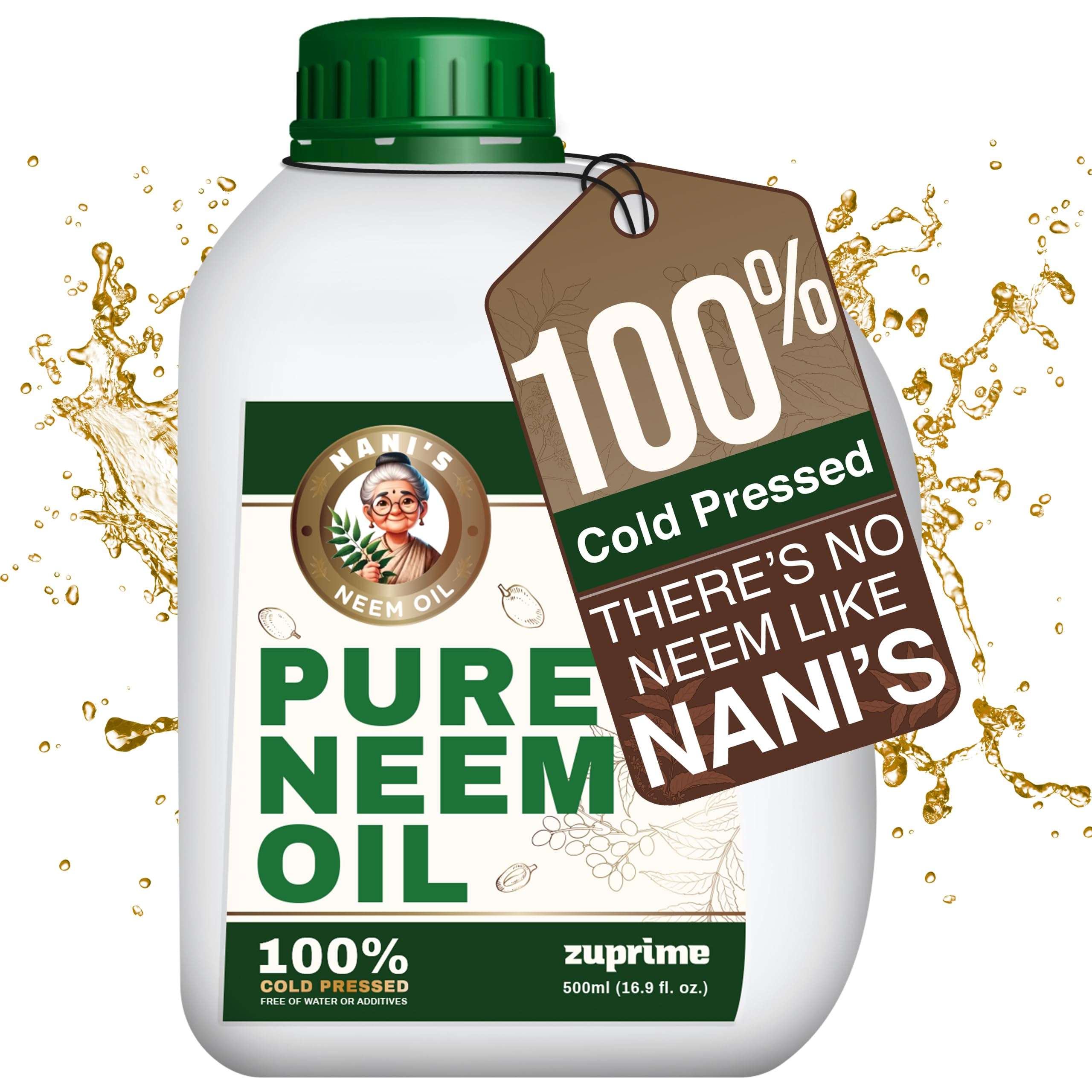 Nani's Pure Neem Oil for Plants Concentrate - Dilute for Use as Organic Neem Oil Spray for Plants, Outdoor & Indoor Use - 100% Cold Pressed - Horticultural Enhanced Plant Health & Shine Need (17 oz) - Image 1