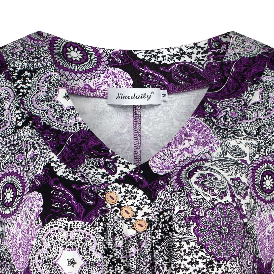 Ninedaily Women's Tunic Summer Short Sleeve Top Loose V Neck Dressy Shirt Blouse - Image 3