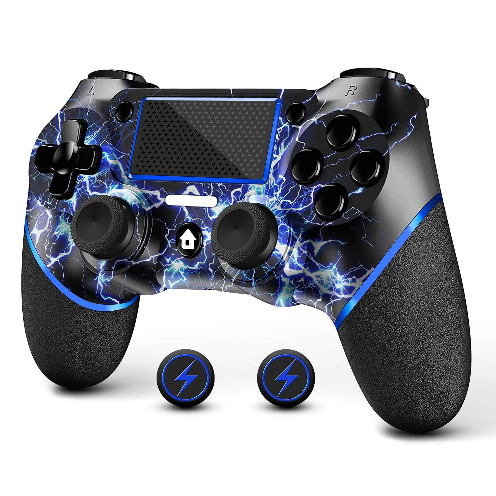 AceGamer Wireless Controller for PS4, Custom Design V2 Gamepad Joystick for PS4 with Non-Slip Grip of Both Sides and 3.5mm Audio Jack! Thumb Caps Included! (Lightning) - Image 1