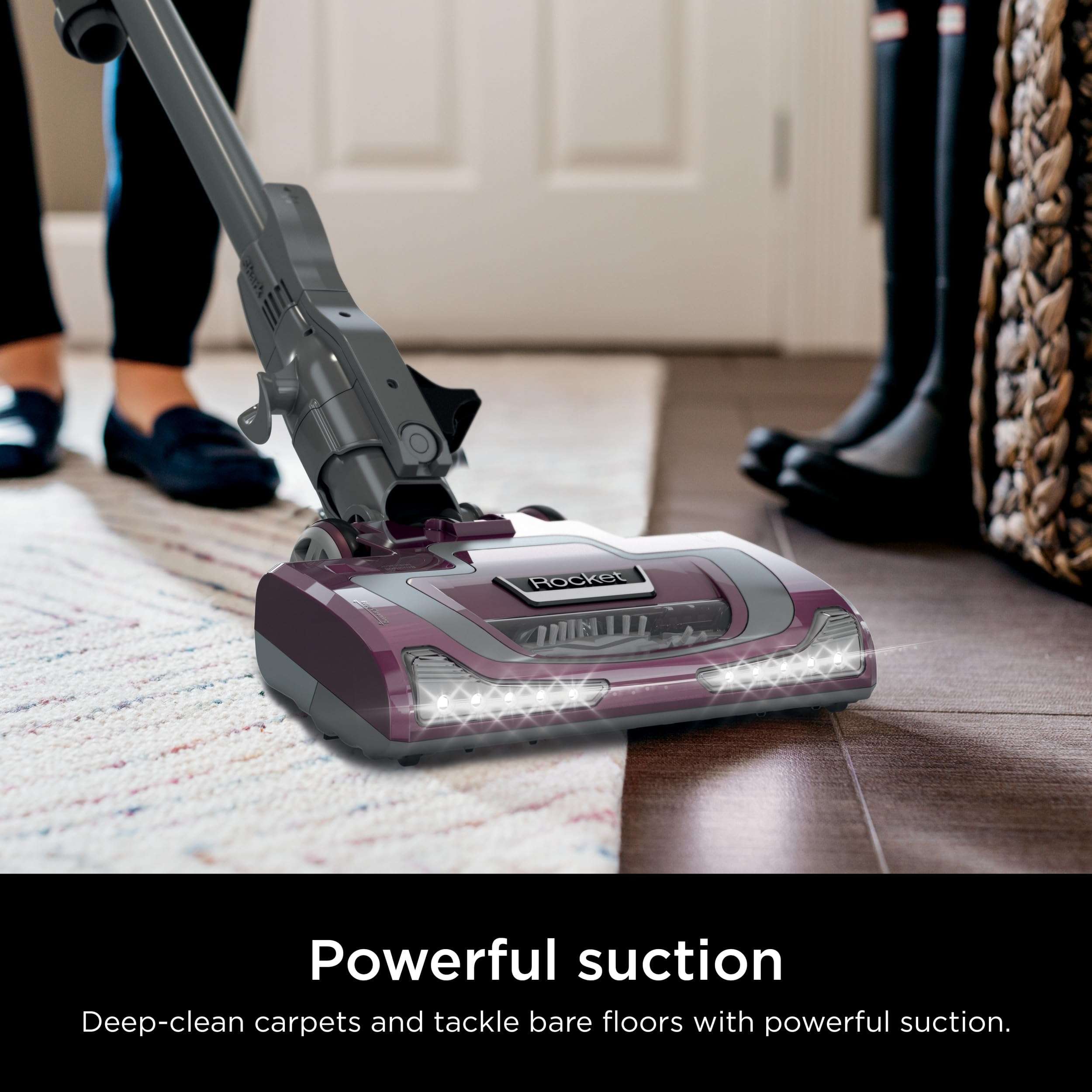Shark HV322 Rocket Deluxe Pro Corded Stick Vacuum with LED Headlights, XL Dust Cup, Lightweight, Perfect for Pet Hair Pickup, Converts to a Hand Vacuum, with Pet Attachments, Bordeaux/Silver - Image 3