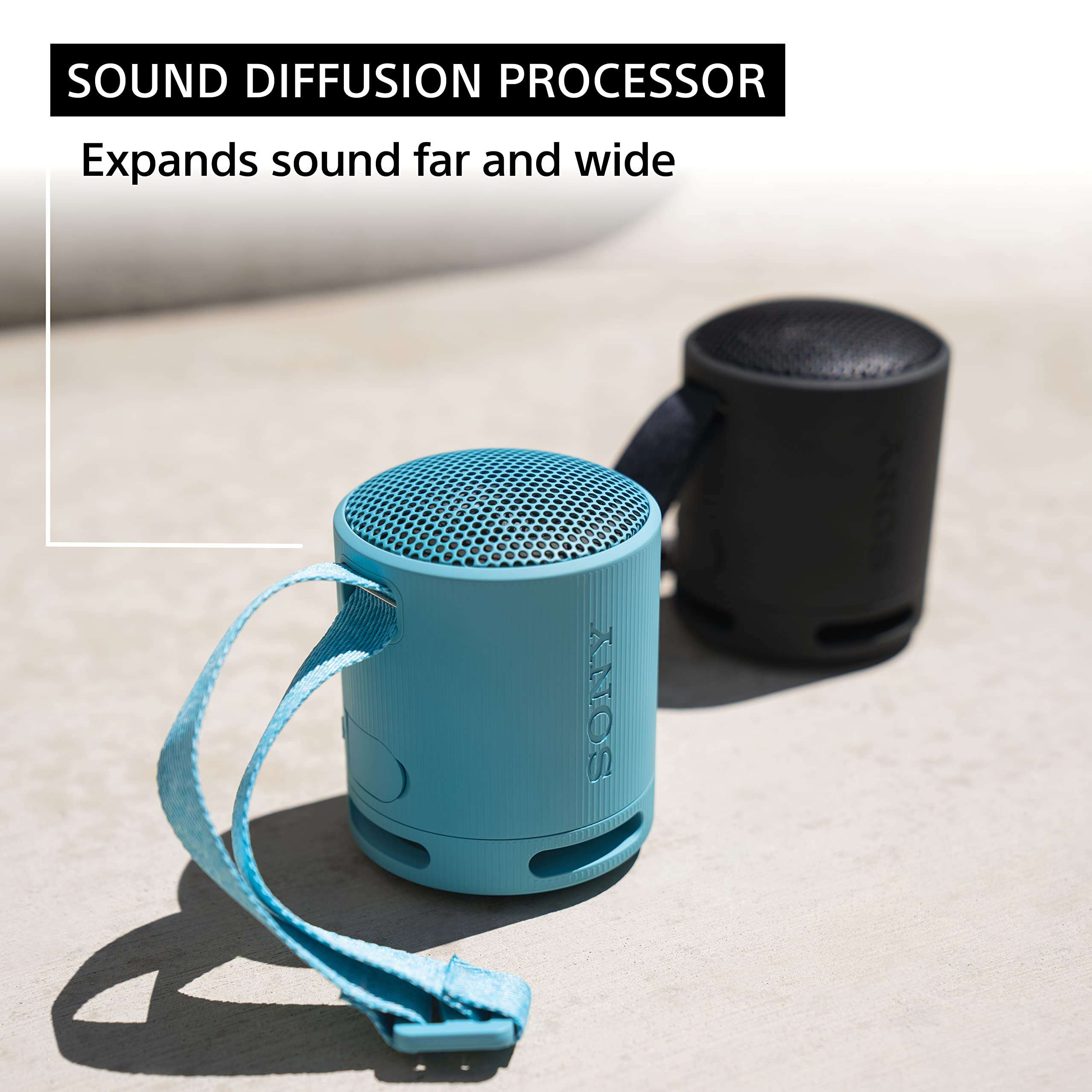 Sony SRS-XB100 Wireless Bluetooth Portable Lightweight Super-Compact Travel Speaker, Durable IP67 Waterproof & Dustproof Shower Speaker, 16 Hour Battery, Versatile Strap, & Hands-free Calling, Black - Image 7