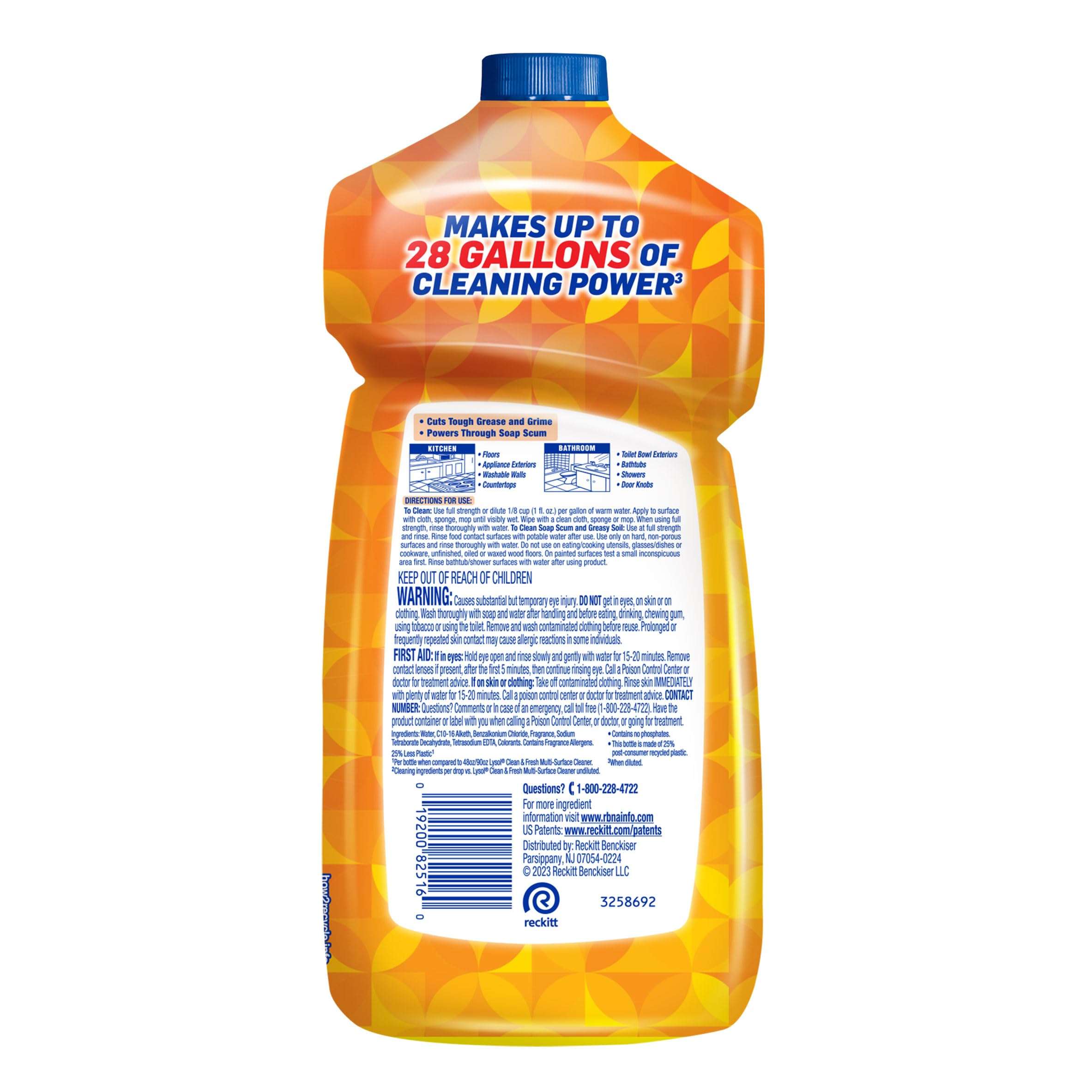 Lysol Power Clean Multi-Surface Cleaner, 2x Concentrated Pour, Mango & Hibiscus, 28 Fl Oz - Image 2