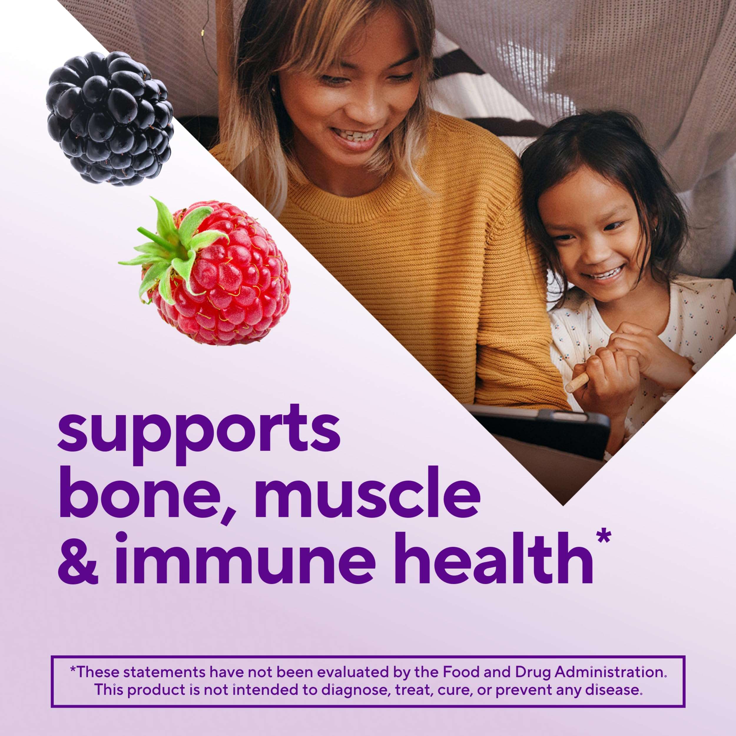 vitafusion Vitamin D3 Gummies, Bone and Immune Support, Peach, Blackberry, Strawberry Flavored, 50 mcg D3 Gummy Vitamin Supplement, 75 Day Supply, 150 Count - Image 3