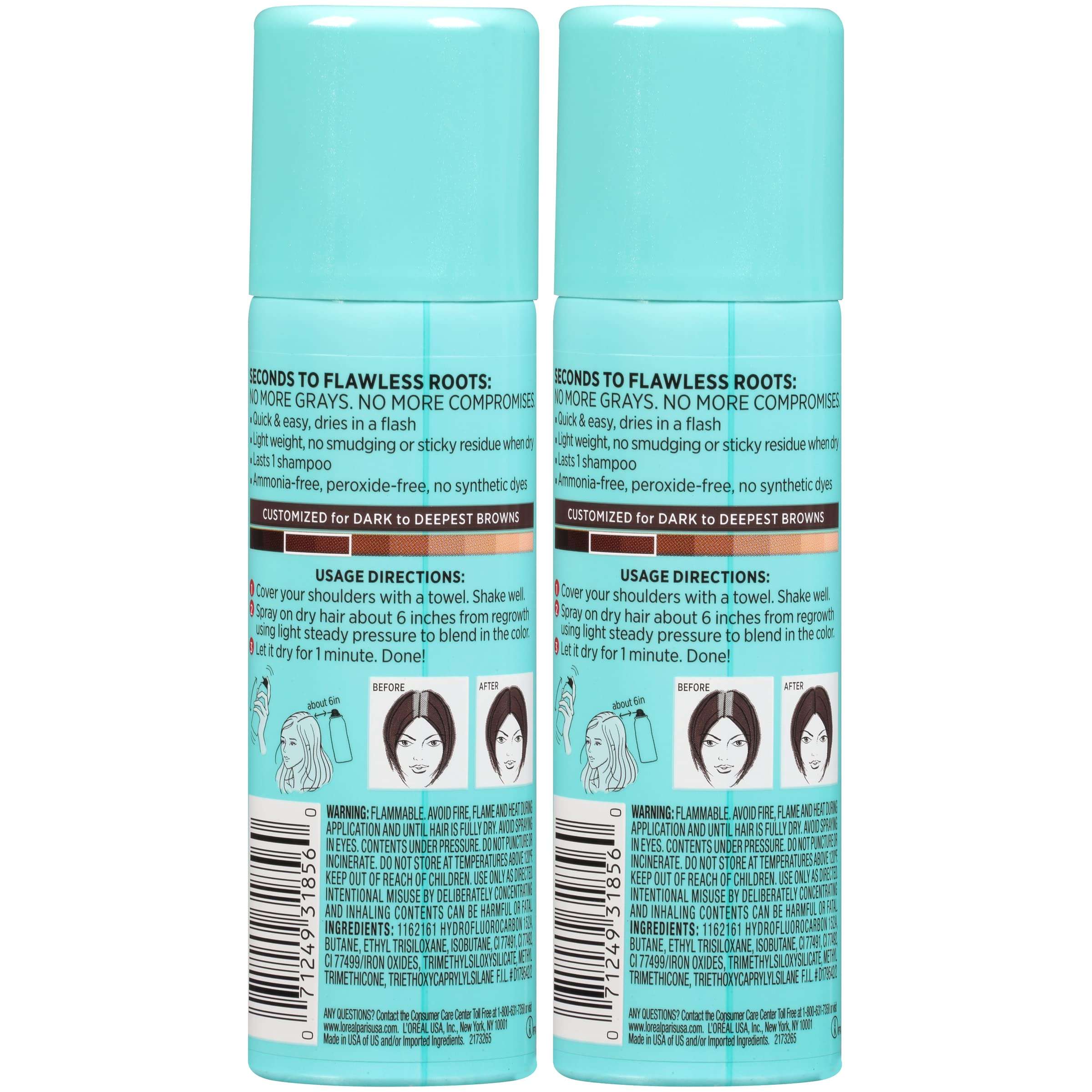 L'Oreal Paris Root Cover Up Temporary Gray Concealer Spray Dark Brown 2 Oz (Pack of 2) (Packaging May Vary) - Image 9