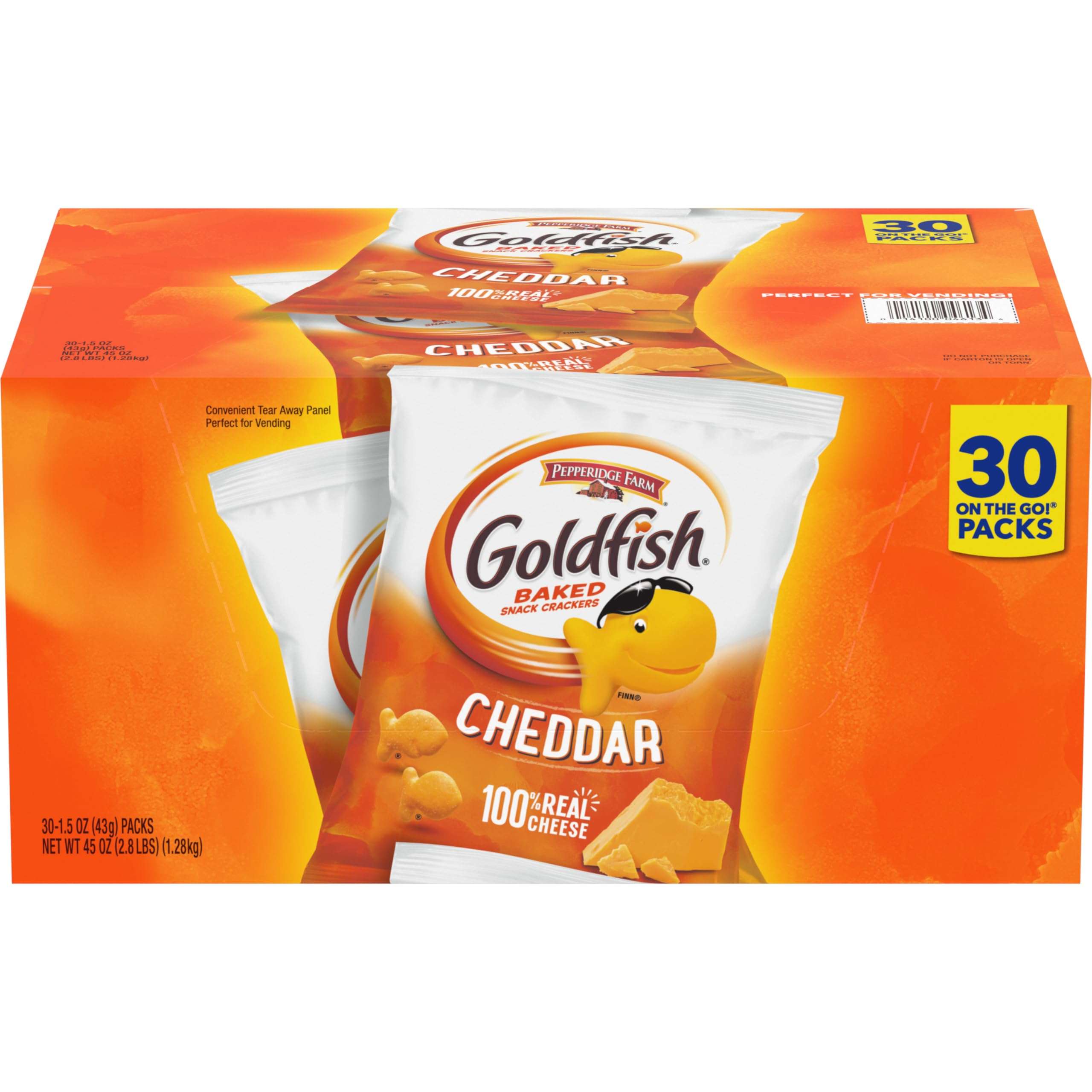 Pepperidge Farm Goldfish Cheddar Crackers, 1.5 oz. Snack Packs, 30 Count - Image 1