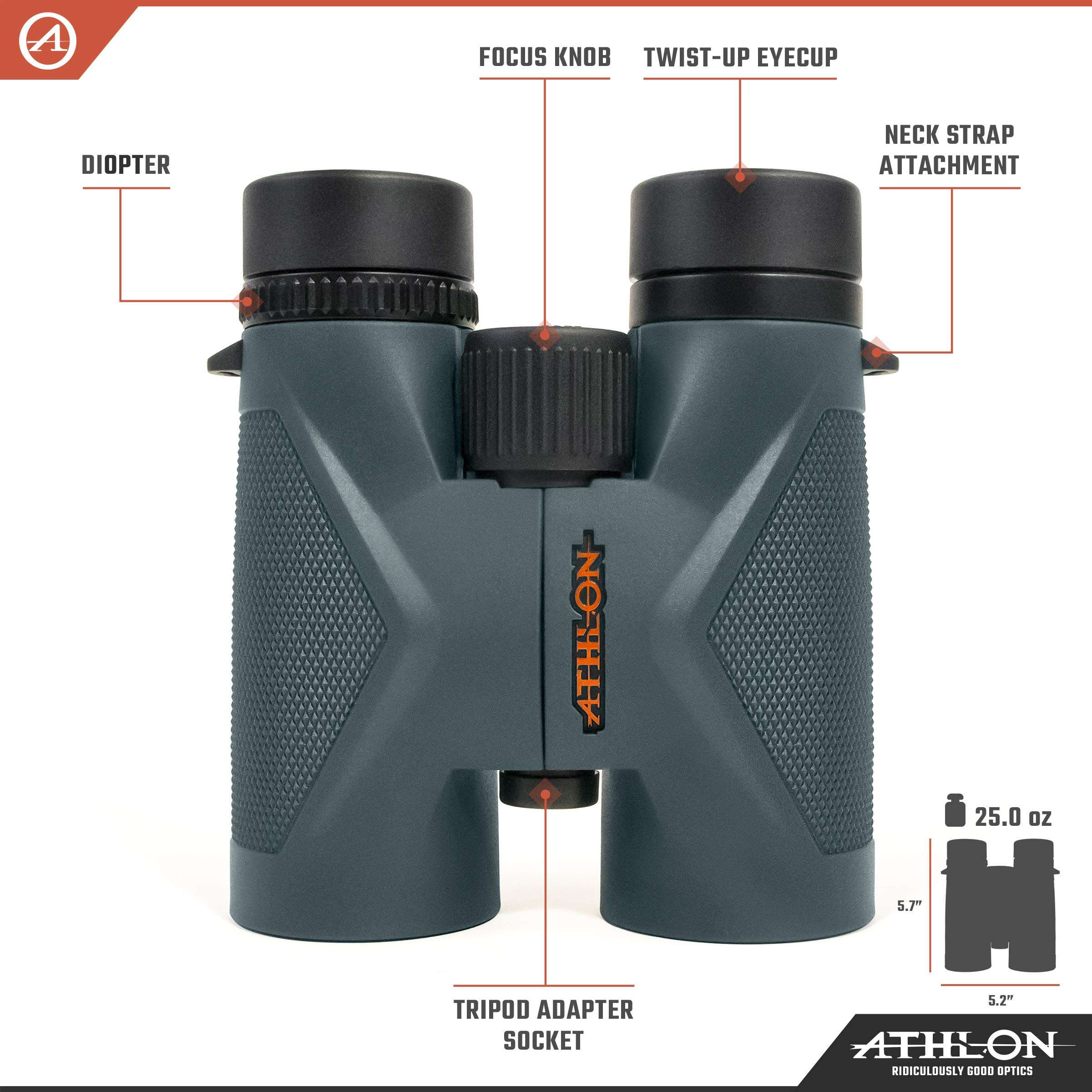 Athlon Optics 8x42 Midas UHD Gray Binoculars with ED Glass for Adults and Kids, High-Powered Binoculars for Hunting, Birdwatching, and More - Image 2
