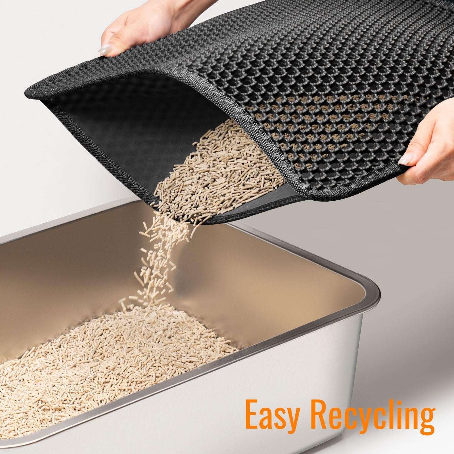 Cat Litter Mat 23"X17" Litter Box Mat, EVA Honeycomb Double Layer Design, Urine & Waterproof, Scatter Control Kitty Litter Mat, Less Waste, Easier To Clean,Washable, Black - Image 8