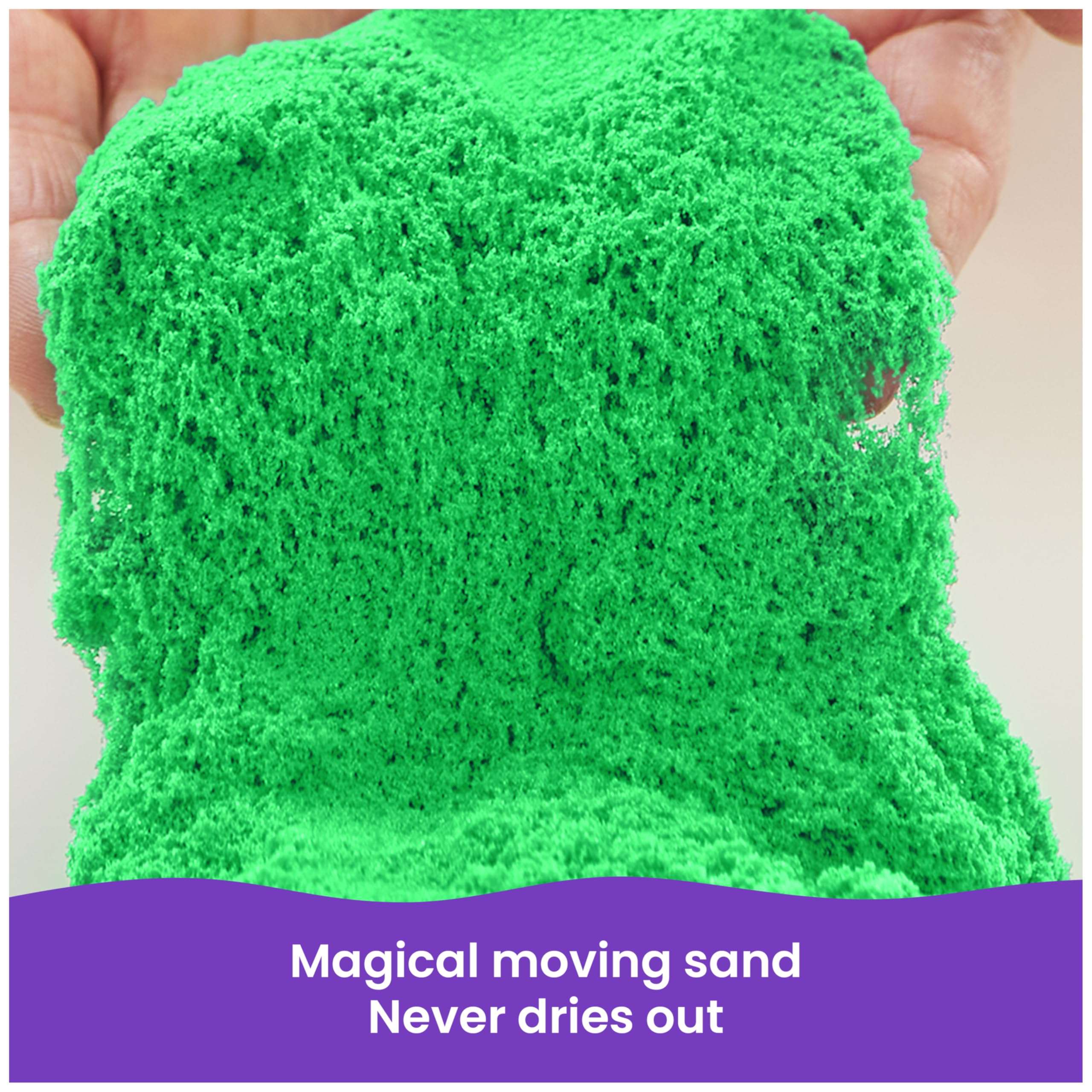 Kinetic Sand, 2.5lbs Green Play Sand, Moldable Sensory Toys for Kids, Resealable Bag (Packaging May Vary), for Ages 3 and up - Image 2