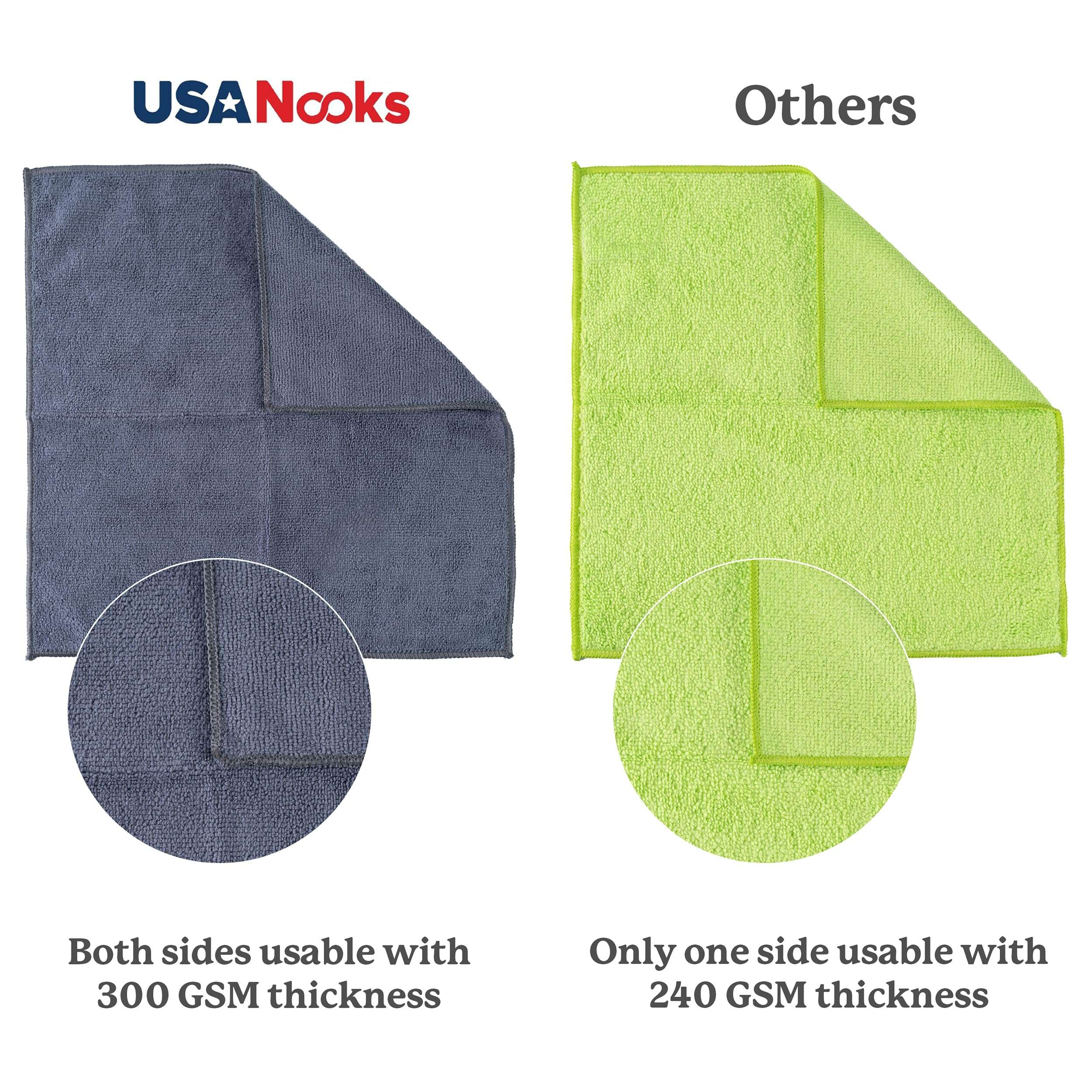 USANOOKS Microfiber Cleaning Cloth Grey - 12 Pcs (12.5"x12.5") - High Performance - 1200 Washes, Ultra Absorbent Microfiber Towel Weave Grime & Liquid for Streak-Free Mirror Shine - Car Washing Cloth - Image 4