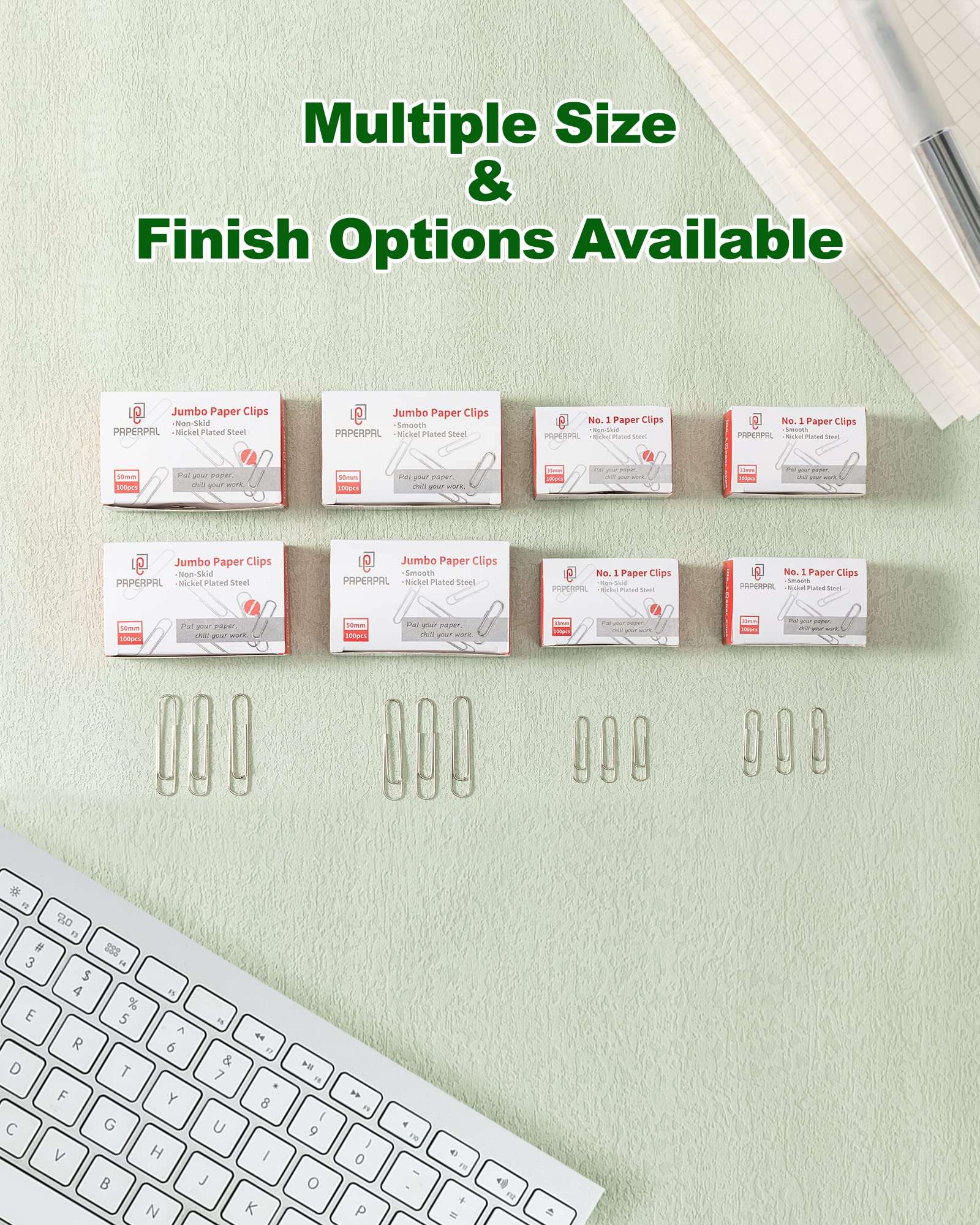 PAPERPAL Paperclips for Office School & Personal Use, #1 Smooth Paper Clip (1-2/7"), 2000 Medium Paper Clips (20 Boxes of 100 Each), Silver - Image 8