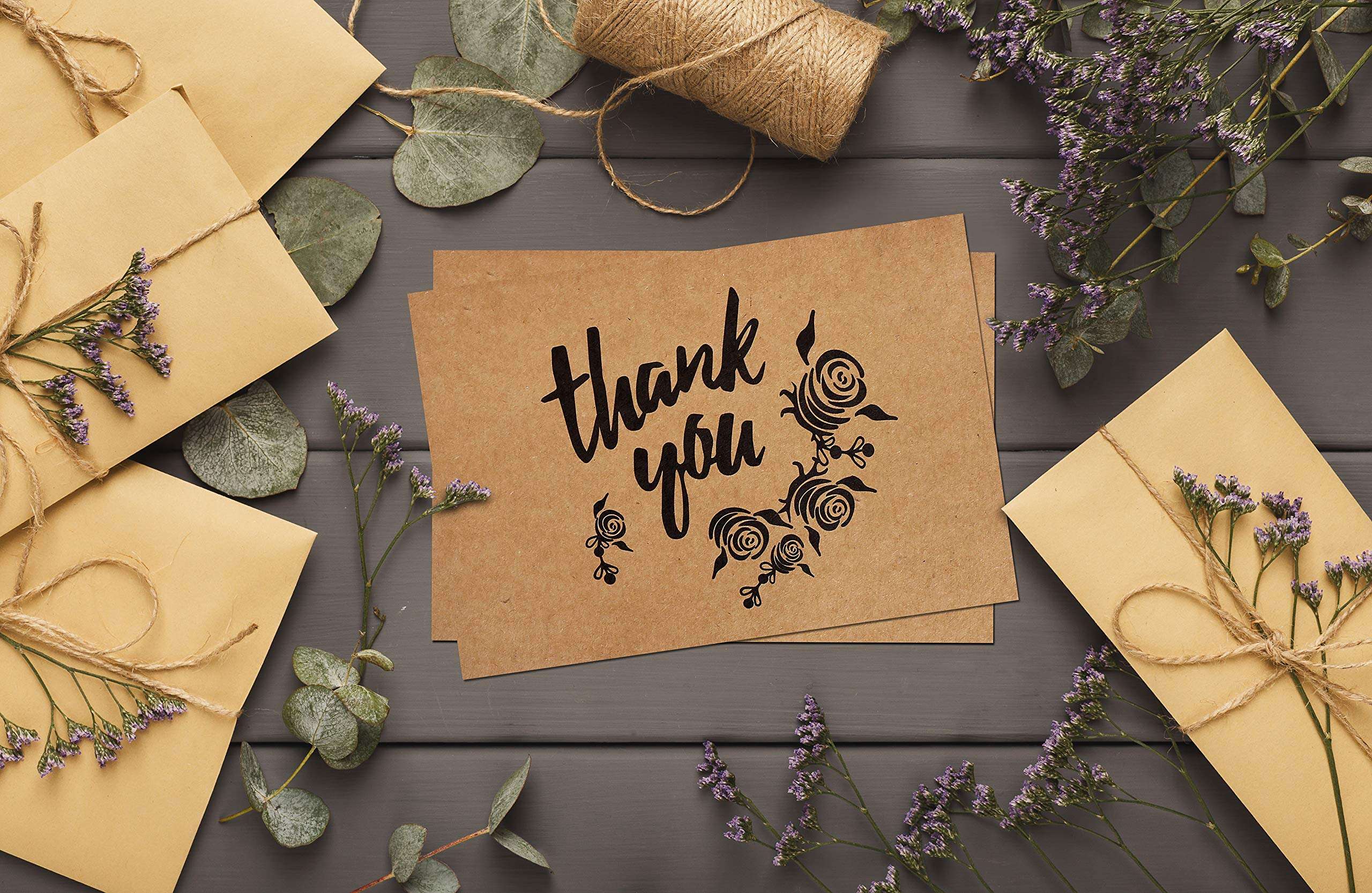 caqpo Thank You Cards With Envelopes - 160 Sets Premium Kraft Thank You Cards Bulk - TY Notes with 8 Graceful Designs - Floral Card for Celebration, Wedding, Baby & Bridal Shower 4x6 - Image 8