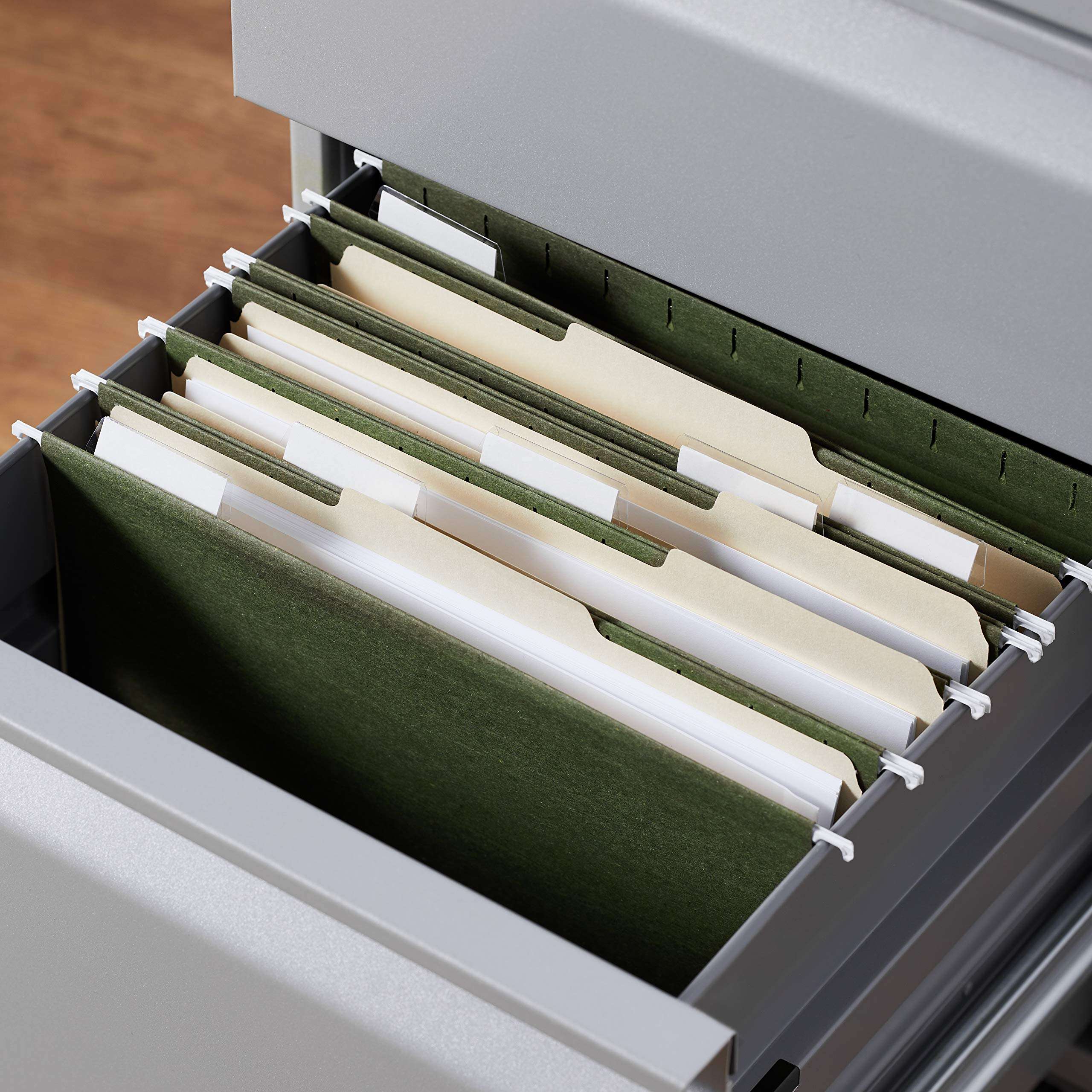 Amazon Basics Hanging Organizer File Folders for Efficient Filing, Sturdy, Adjustable Tabs, Letter Size, Pack of 25, Green - Image 8