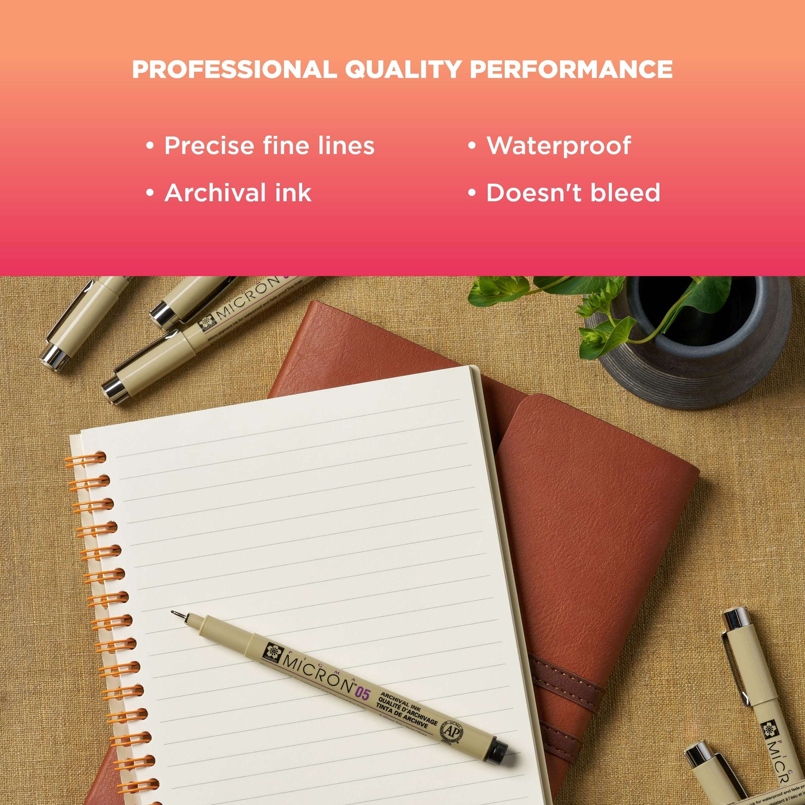 SAKURA Pigma Micron Fineliner Pens - Archival Black Ink Pens - Pens for Writing, Drawing, or Bullet Journaling - Assorted Point Sizes - 6 Pack - Image 4