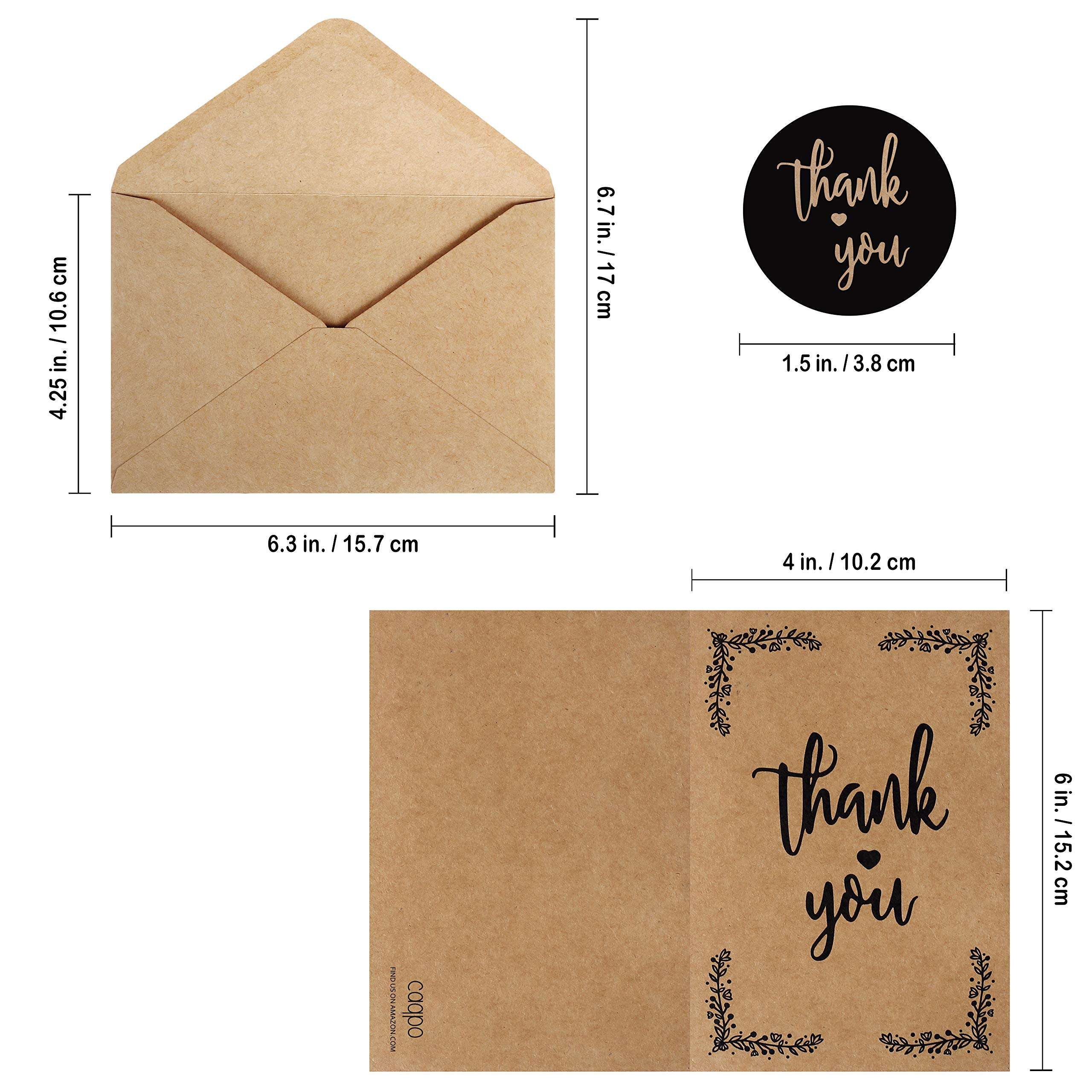 caqpo Thank You Cards With Envelopes - 160 Sets Premium Kraft Thank You Cards Bulk - TY Notes with 8 Graceful Designs - Floral Card for Celebration, Wedding, Baby & Bridal Shower 4x6 - Image 3