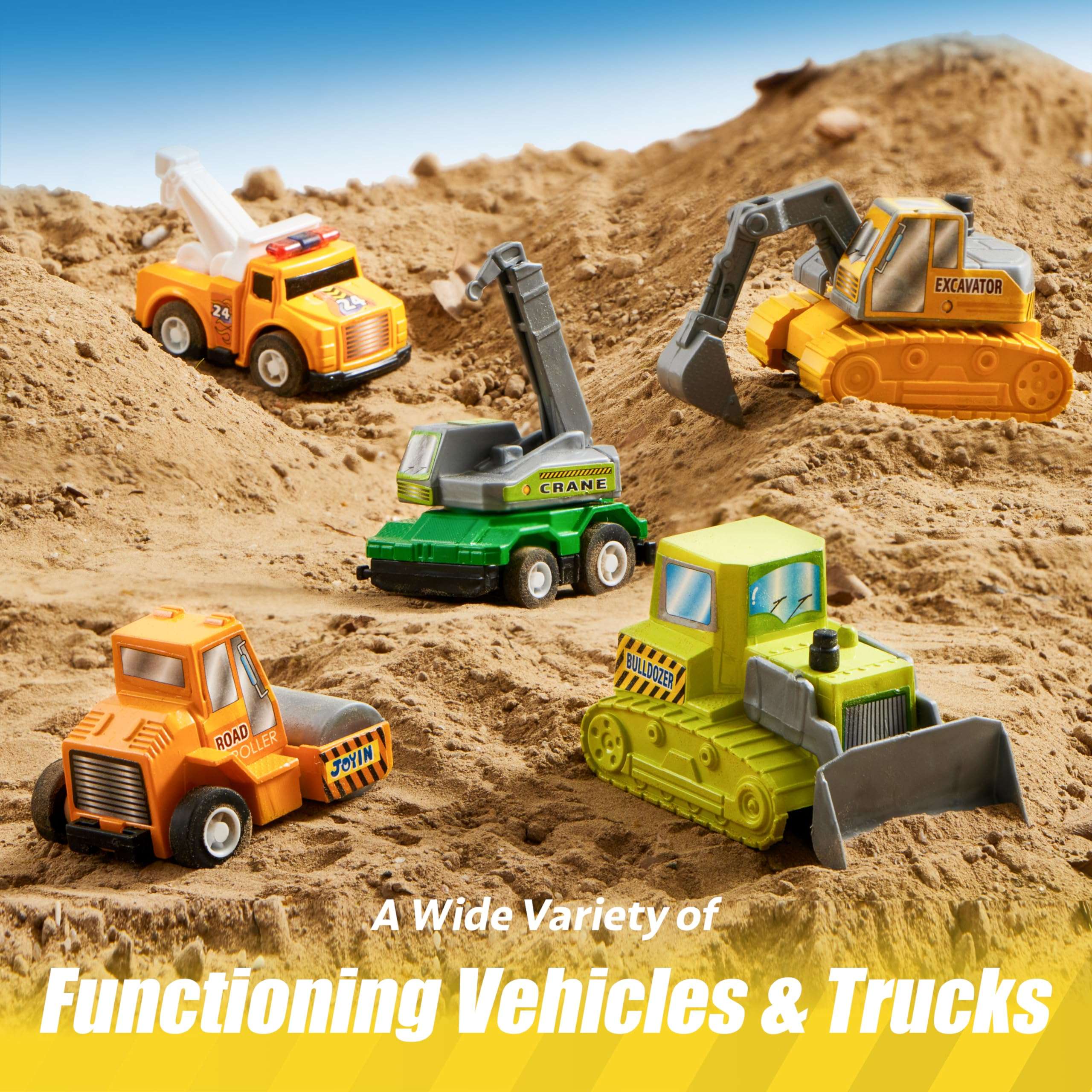 JOYIN 18 Pcs Pull Back City Cars and Trucks Toy Vehicles Set, Friction Powered Cars Toys for Toddlers, Boys, Girls’ Educational Play, Kids Stocking Stuffers, Treasure Box Gifts for Classroom - Image 5