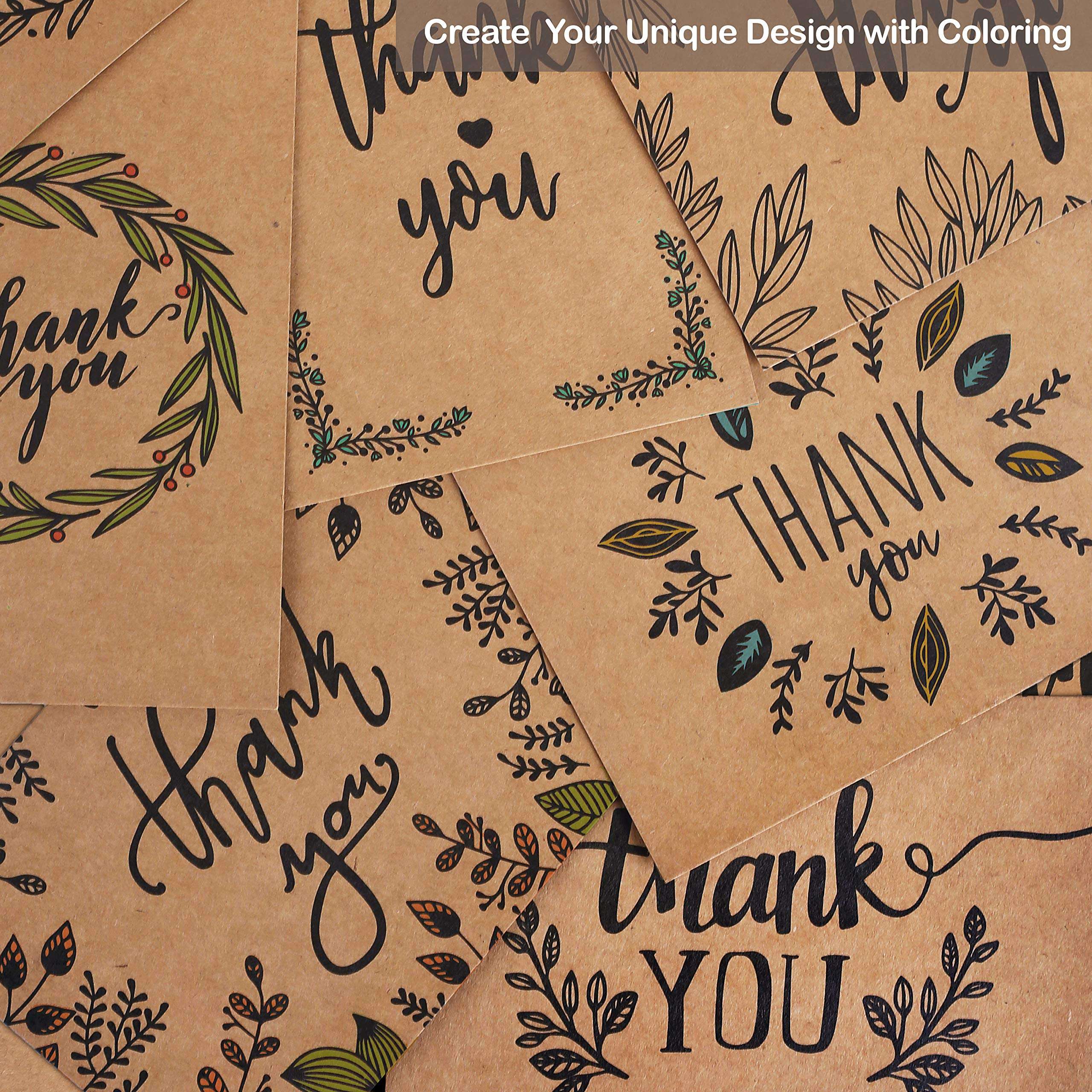 caqpo Thank You Cards With Envelopes - 160 Sets Premium Kraft Thank You Cards Bulk - TY Notes with 8 Graceful Designs - Floral Card for Celebration, Wedding, Baby & Bridal Shower 4x6 - Image 6
