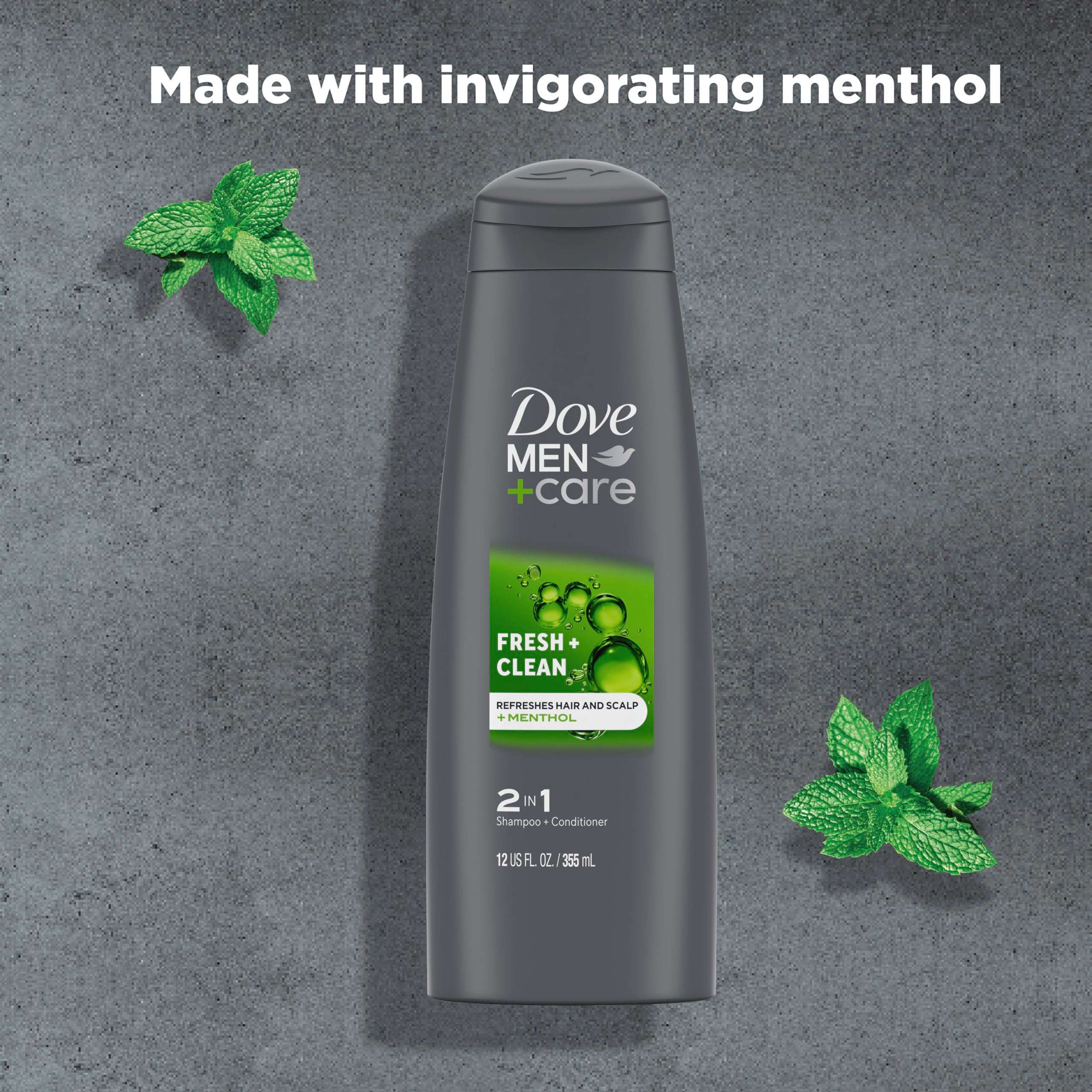DOVE MEN + CARE Fortifying 2-in-1 Shampoo and Conditioner Fresh and Clean with Caffeine 4 Count For Everyday Care Helps Strengthen and Nourish Hair 12 oz - Image 5