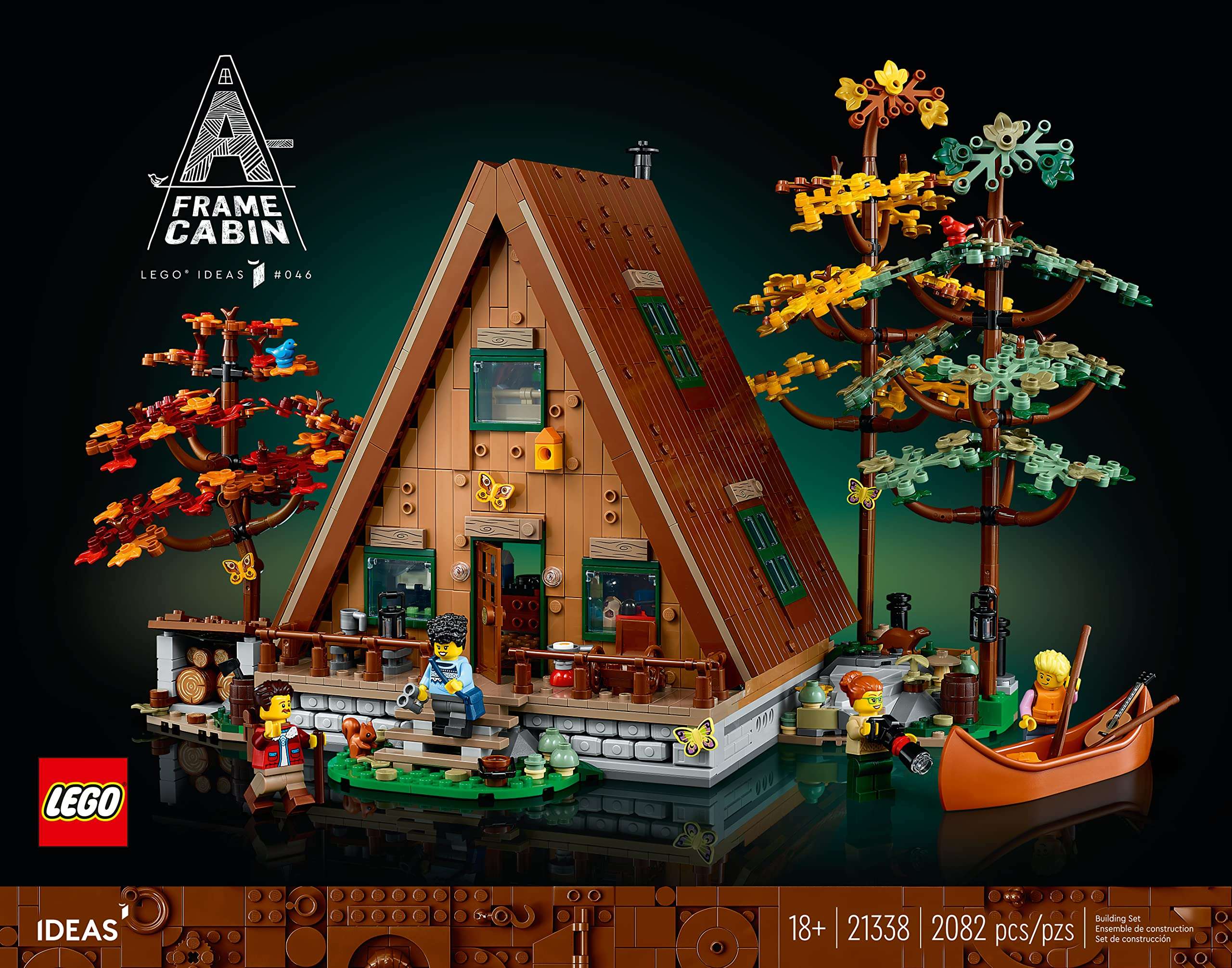 LEGO Ideas A-Frame Cabin 21338 Collectible Display Set, Buildable Model Kit for Adults, Gift for Nature and Architecture Lovers, Includes 4 Customizable Minifigures and 11 Animal Figures - Image 3