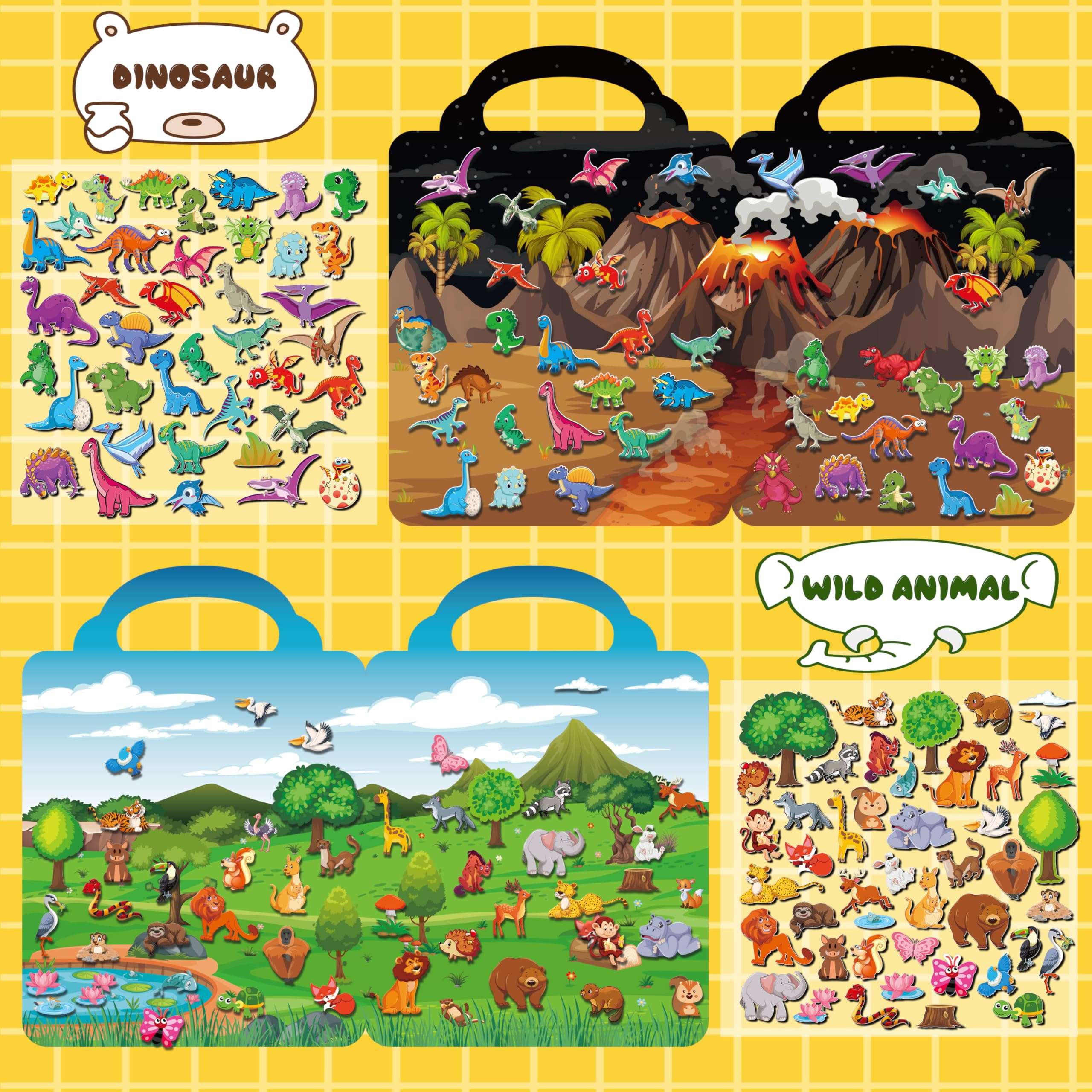 Kalysky 6Set Puffy Sticker Books for Kids 2-4, 3D Reusable Stickers Books for Toddlers 1-3,2-4,Farm+Animal+Dinosaurs+Ocean World+Space+Vehicle - Image 5