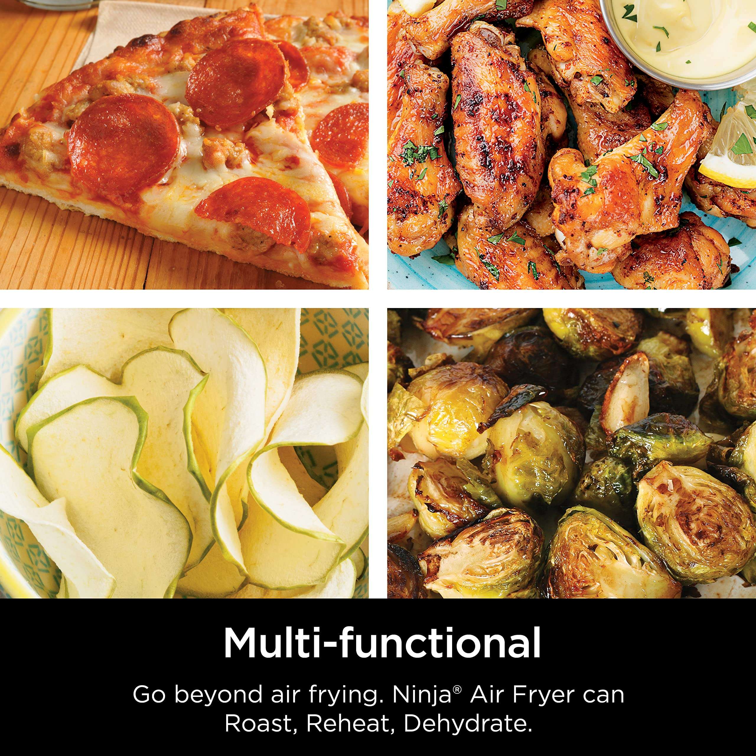 Ninja Air Fryer, Roast, Bake, Air Fry, Roast, Broil, Reheats, & Dehydrates, 4-in-1, Fries, Frozen Food, Veggies, and Juicy Meat, Less Oil, Easy Meals, Healthy Meals, Compact, 4 QT, Grey, AF101 - Image 4