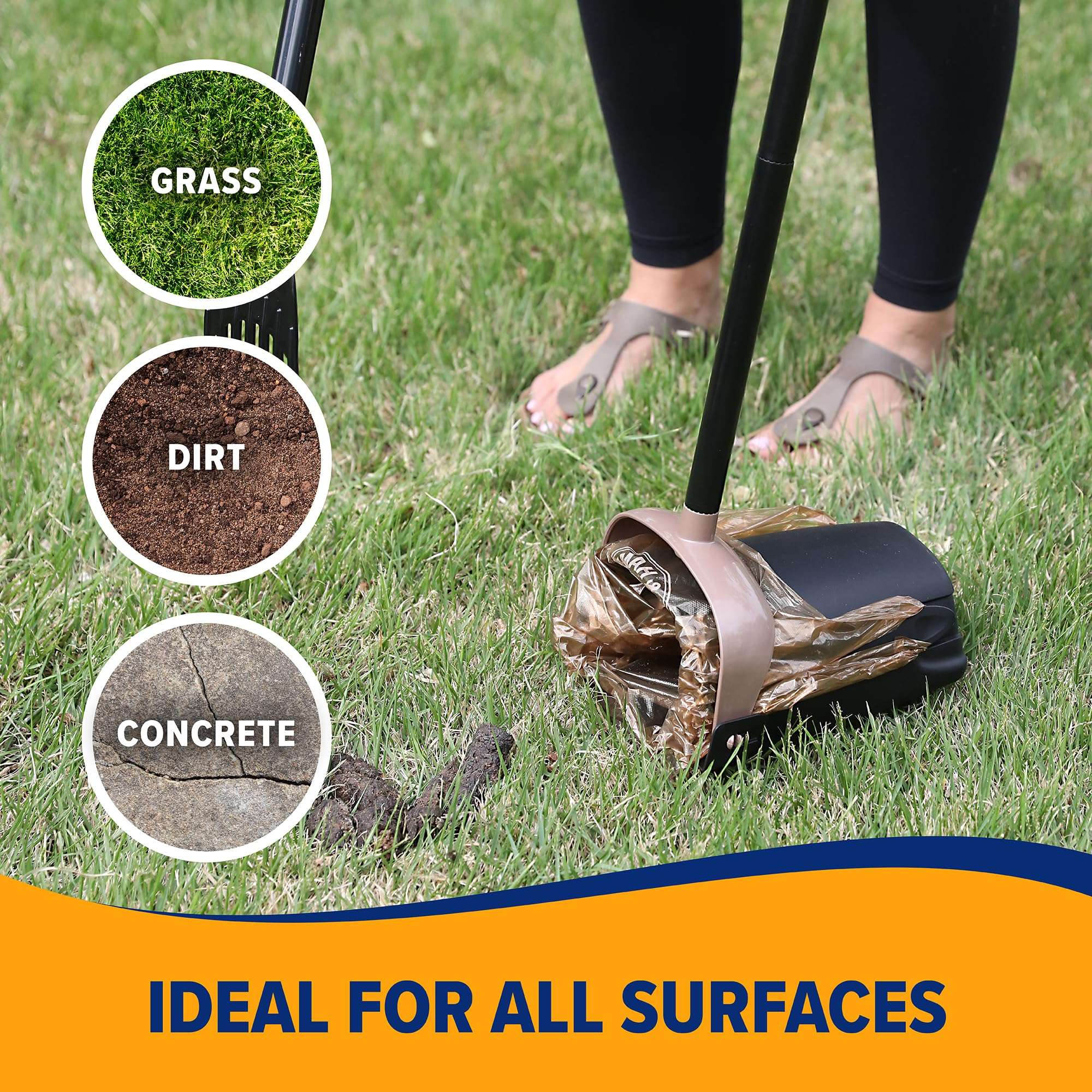 Arm & Hammer Dog Pooper Scooper Swivel Bin & Rake, Poop Scoop for Dogs, Black (2 Heavy Duty Scented Waste Bags Included) - Image 2