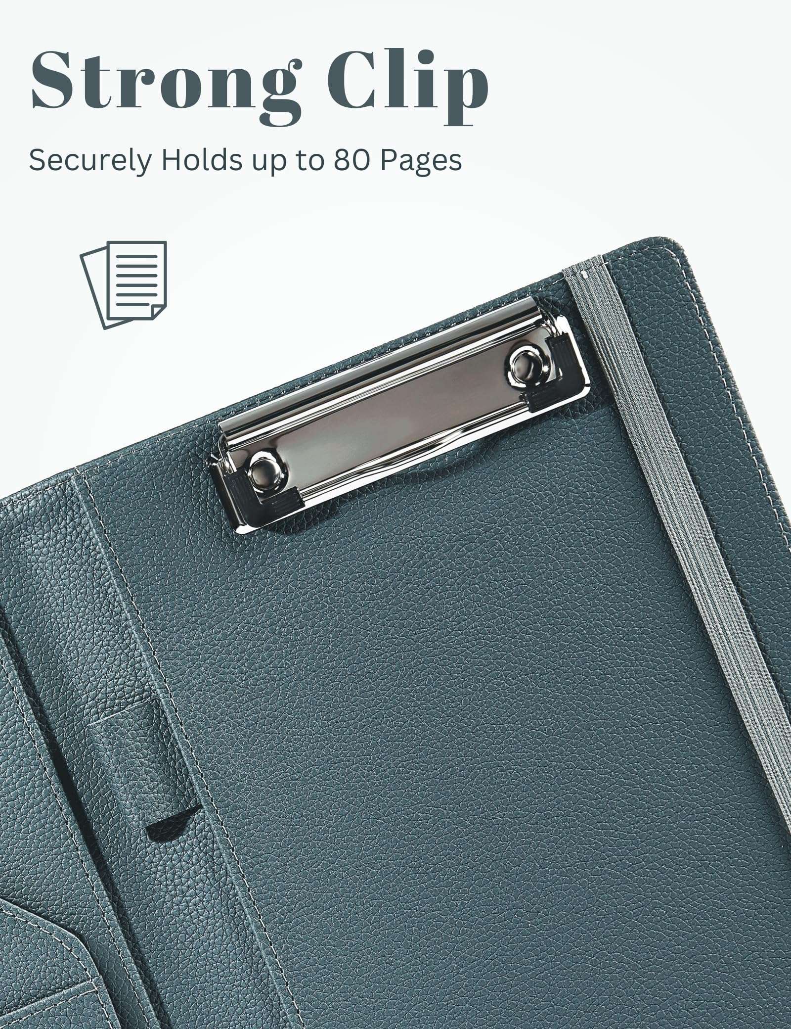 Mymazn Junior Padfolio Portfolio Folder, Small A5 Clipboard with Cover for 5'' x 8'' Writing Pad Notepad Holder Legal Pad Holder for Business School Office Men Women (Grey Green) - Image 6
