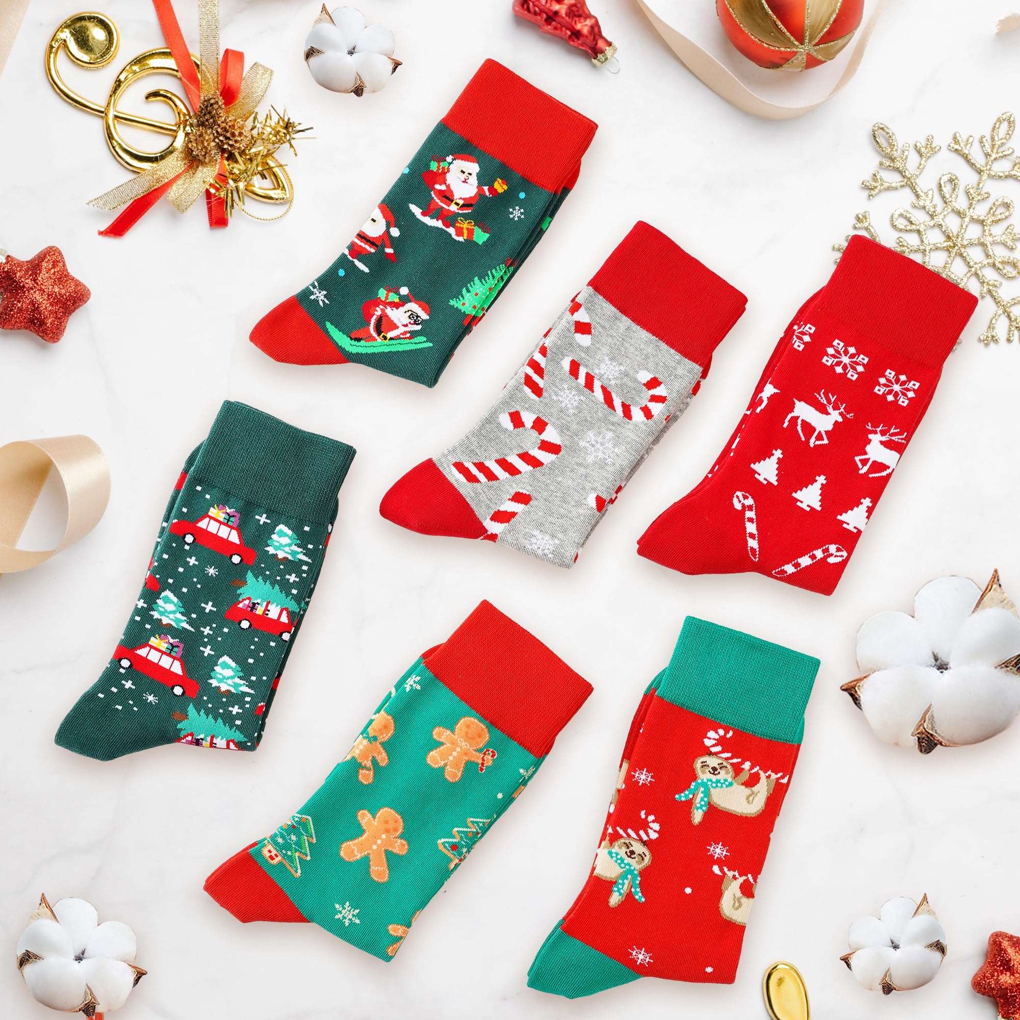 BISOUSOX Christmas Socks for Women Crazy Funny Dress Colorful Novelty Crew Cute Socks Christmas Gifts for Women Girls - Image 6