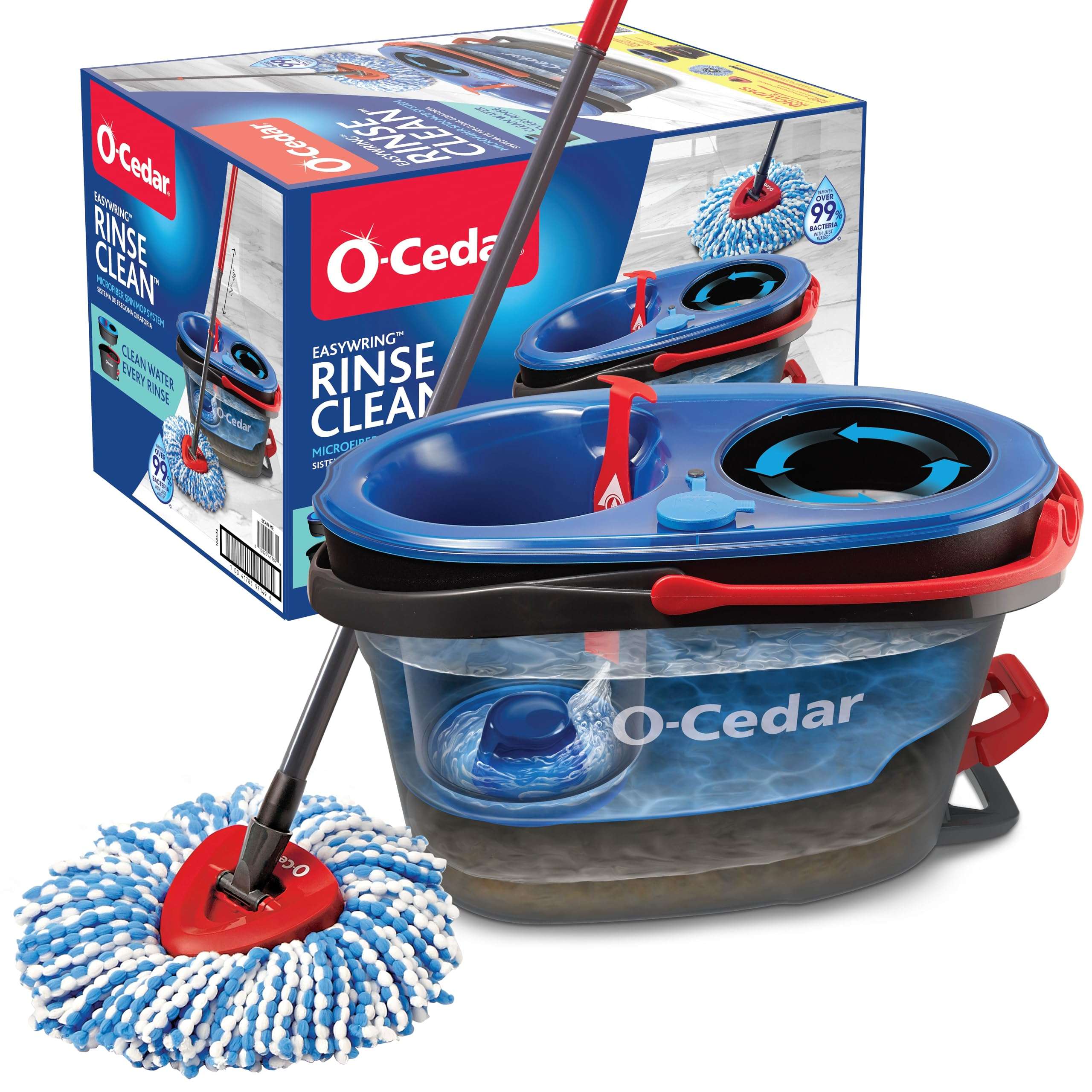 O-Cedar RinseClean Spin Mop & Bucket System | Clean with Clean Water | Removes 99% of Bacteria - Image 1