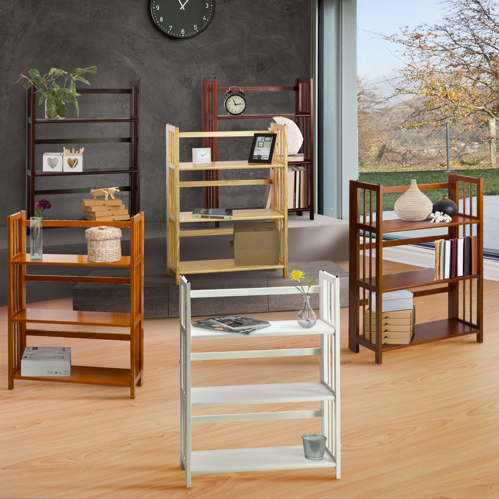 Casual Home 3 Shelf Folding Stackable Bookcase, 27.5" Wide, Espresso - Image 12