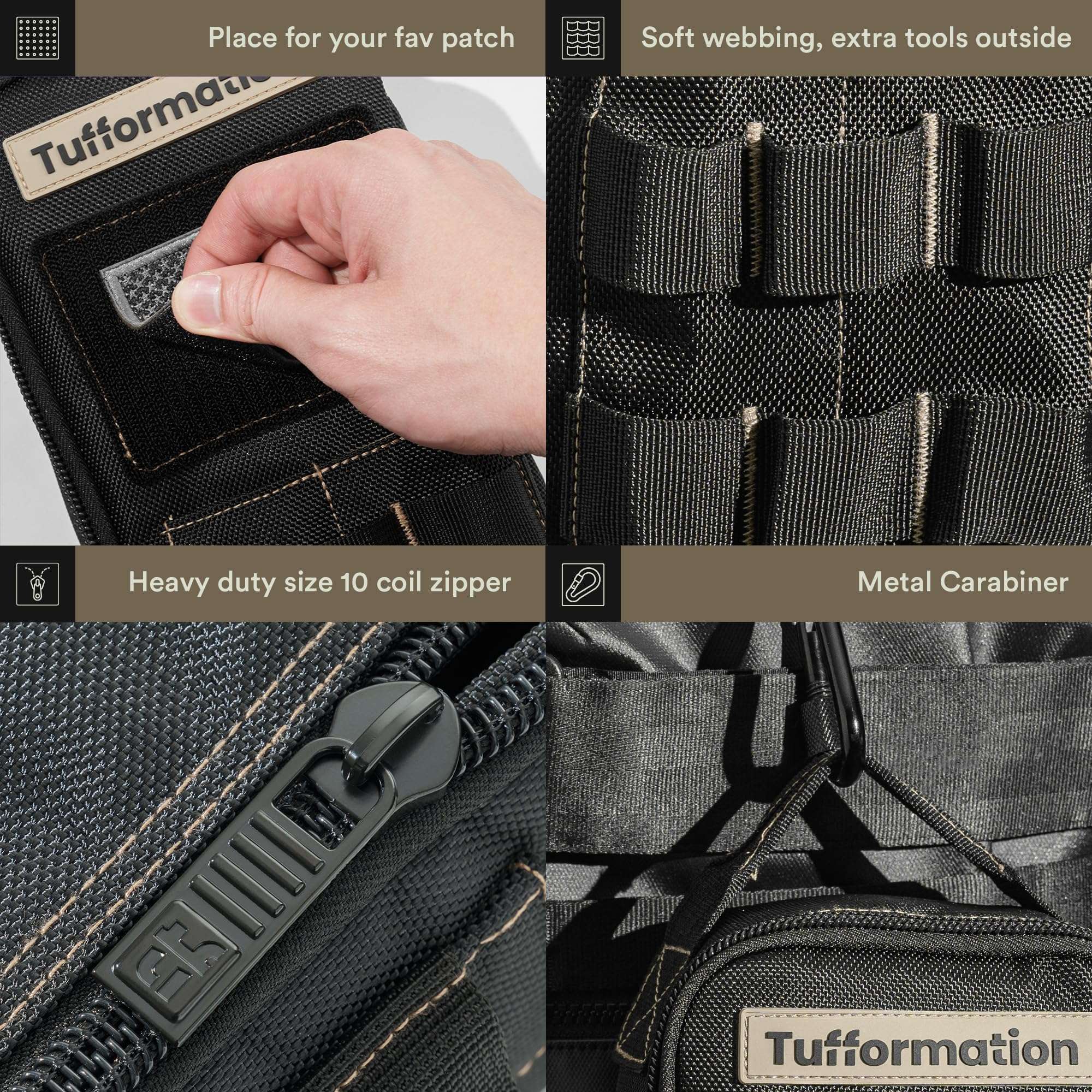 Tufformation Heavy Duty Small Tool Bag Pouch Portable Utility Organizer Case with Zipper Handle. Perfect for EDC, Motorcycle, Road Bike, Electricians & More - Image 5