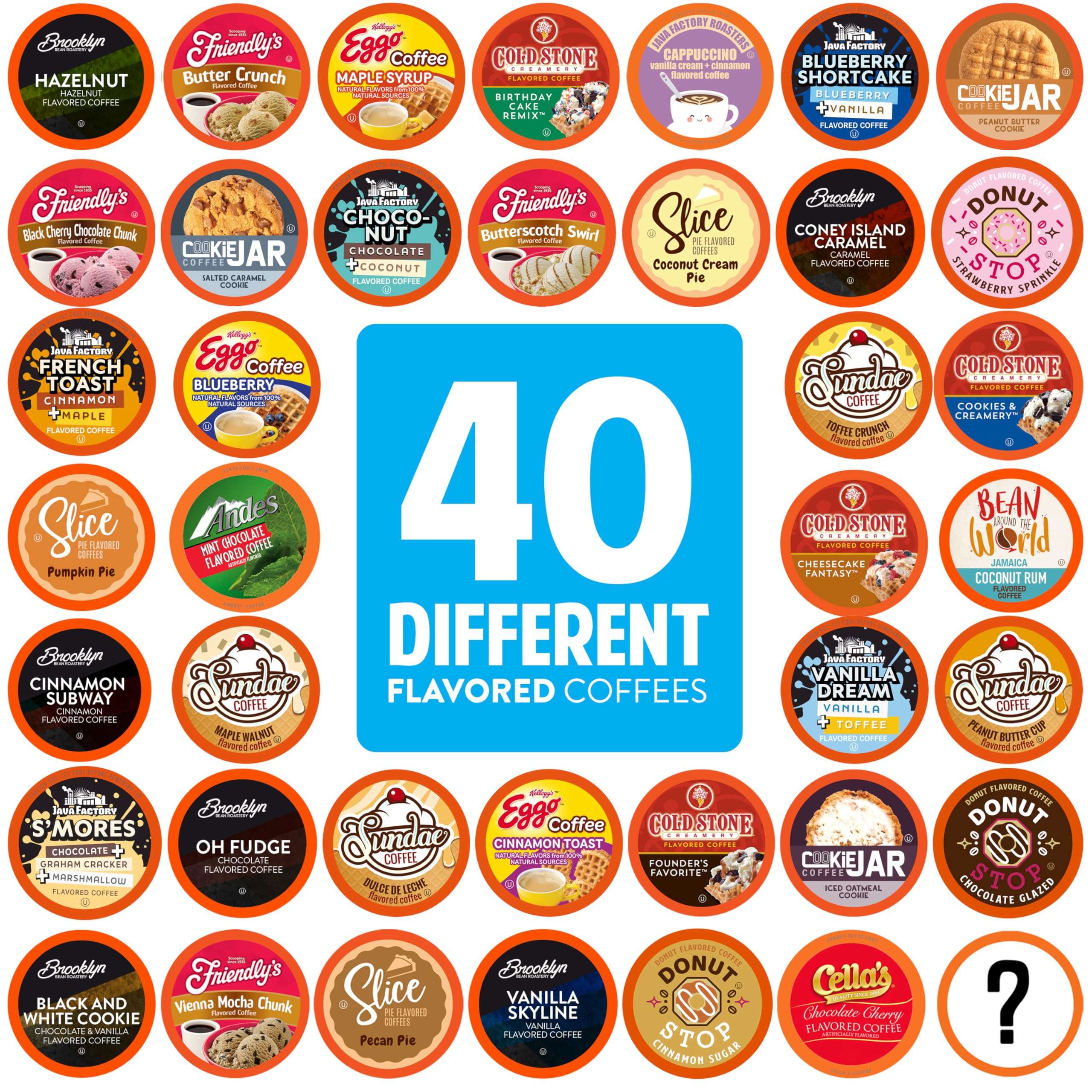 Two Rivers Coffee Flavored Coffee Pods Compatible with Keurig K Cup Brewers, Assorted Variety Pack Flavored Coffee, 40 Count - Image 1