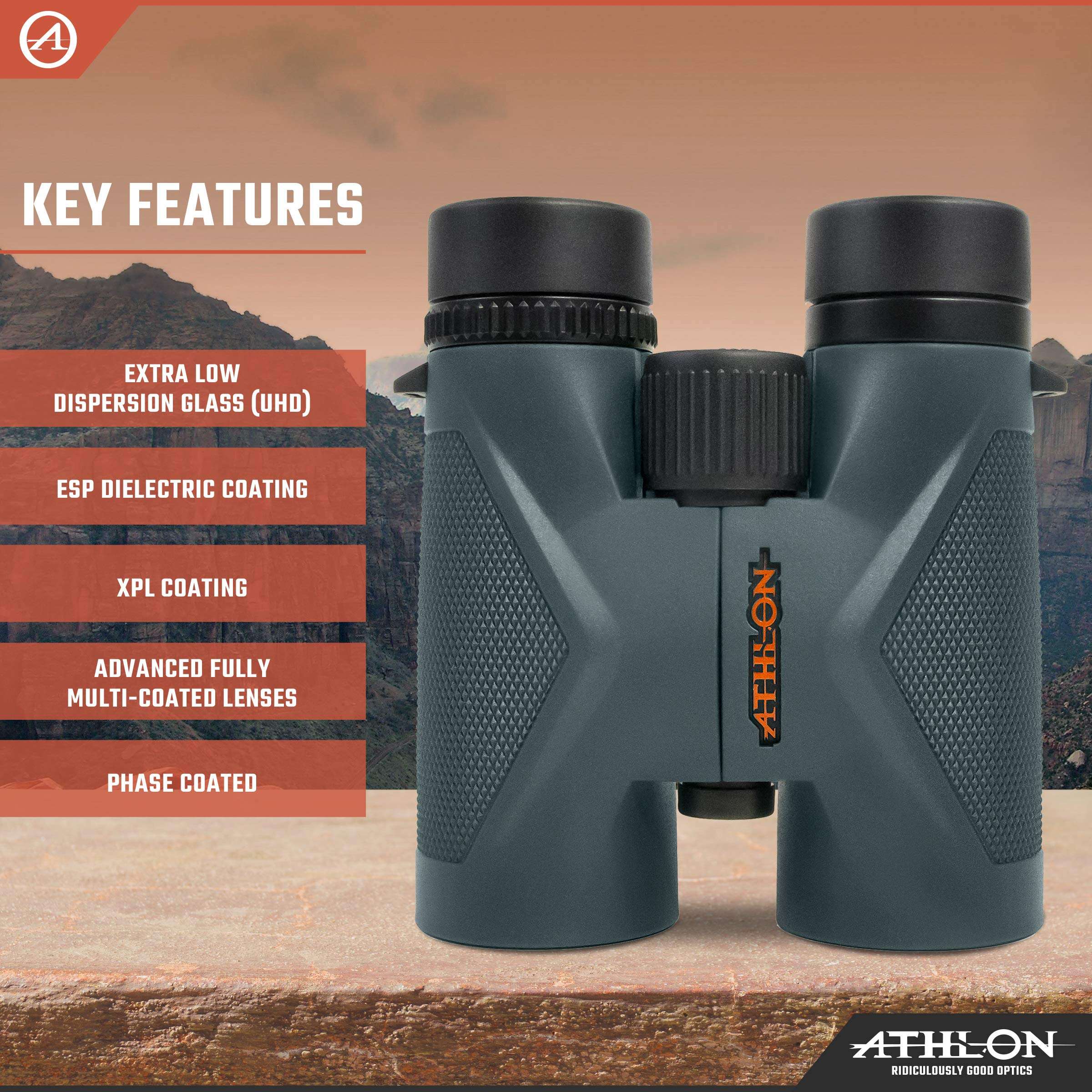 Athlon Optics 8x42 Midas UHD Gray Binoculars with ED Glass for Adults and Kids, High-Powered Binoculars for Hunting, Birdwatching, and More - Image 3