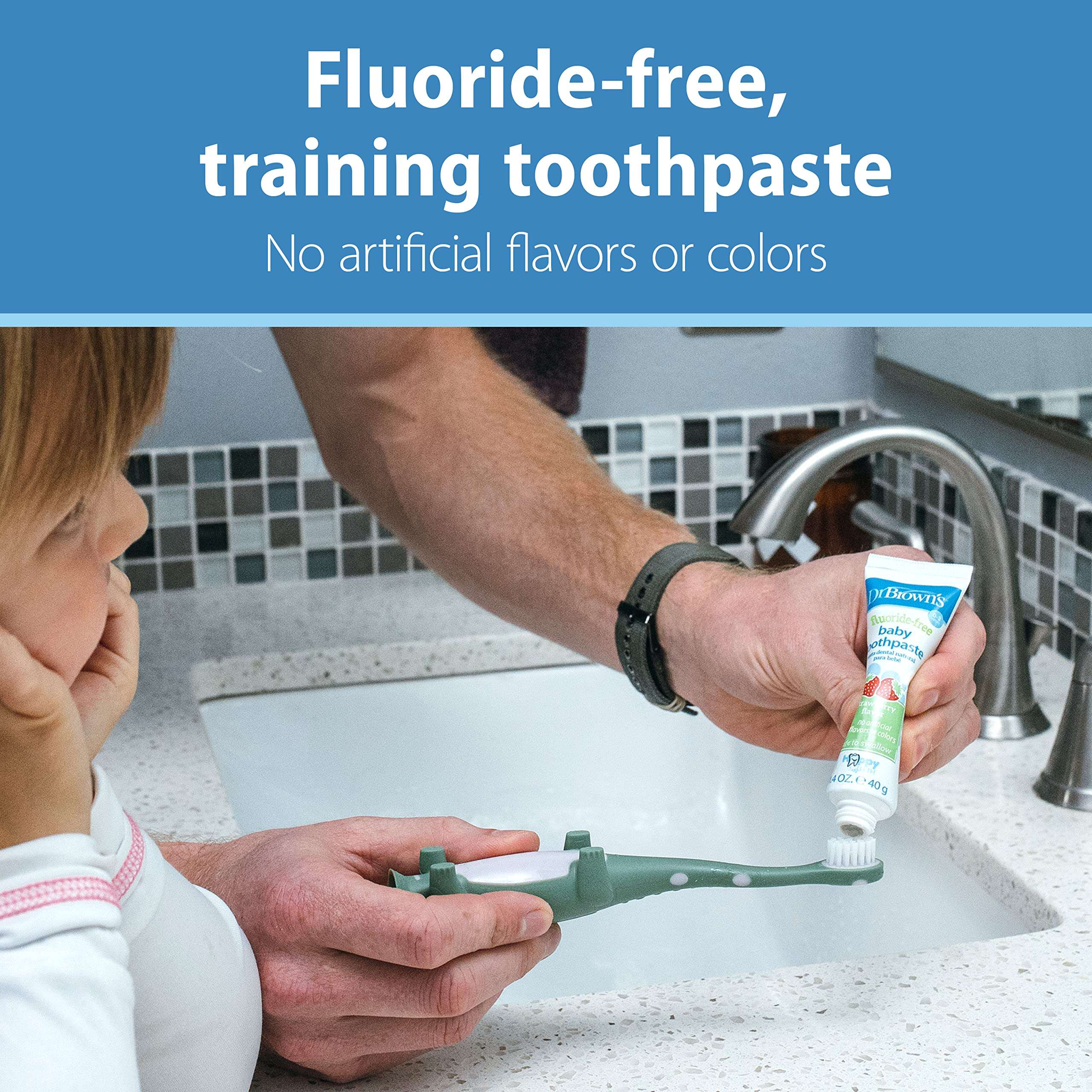 Dr. Brown's Fluoride-Free Baby Toothpaste, Infant & Toddler Oral Care, Strawberry, 1-Pack, 1.4oz/40g, 0-3 years - Image 3