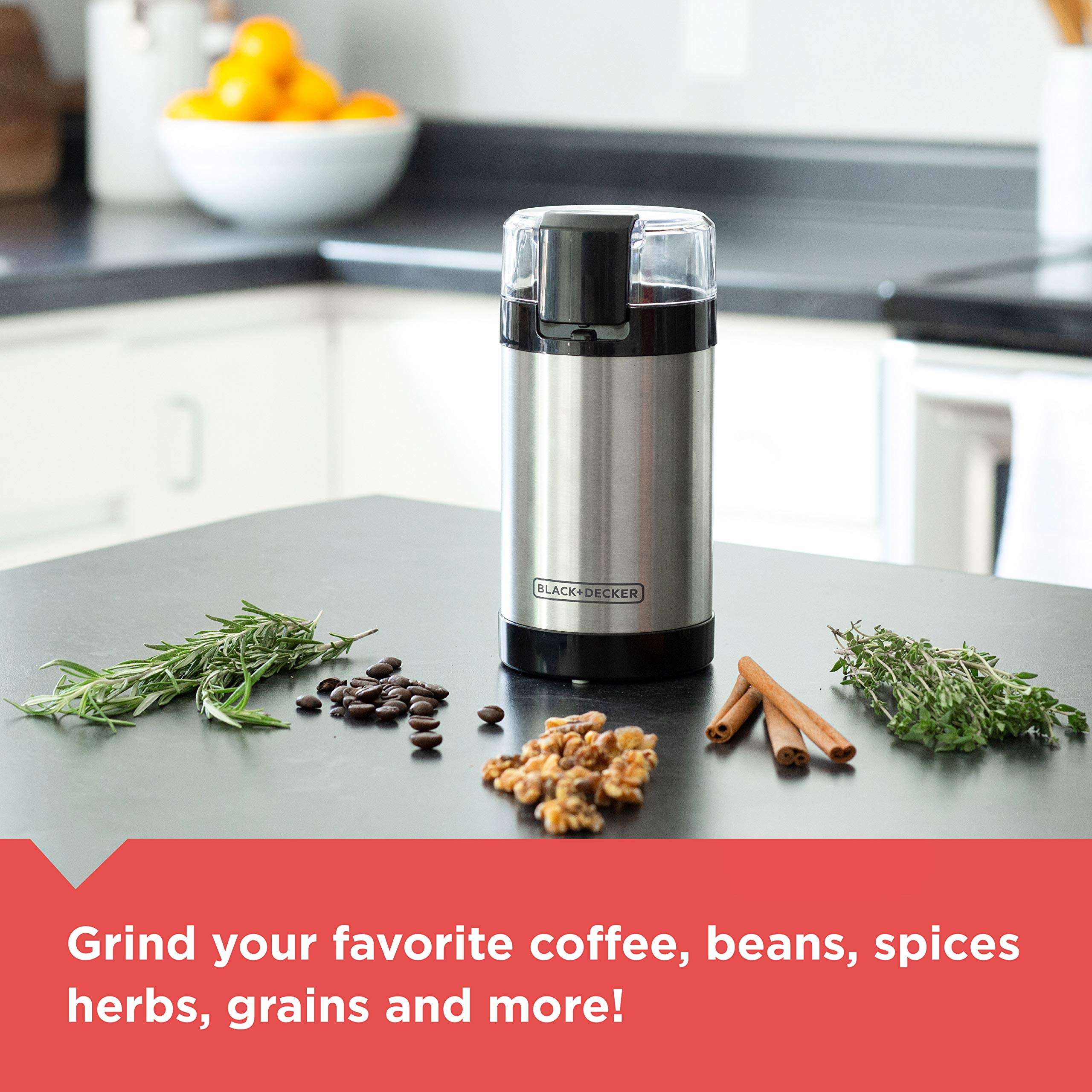 BLACK+DECKER One Touch Coffee Grinder, 2/3 Cup Coffee Bean Capacity, Spice Grinder, One Touch Push-Button Control -150 Watts -Stainless Steel Blades - Image 4